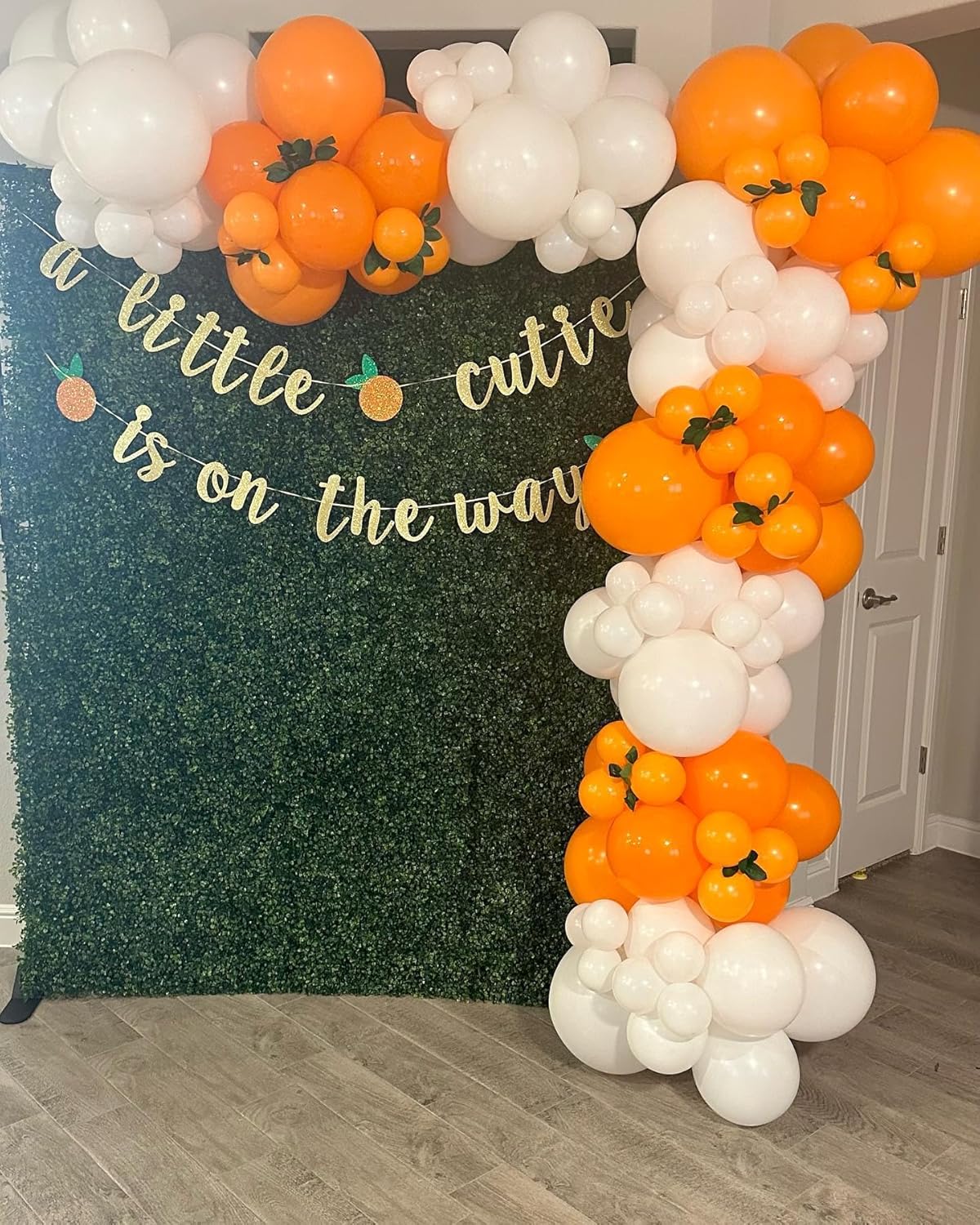 Orange and White Balloon Arch Kit 140Pcs with Garland Strip and Glue Dots