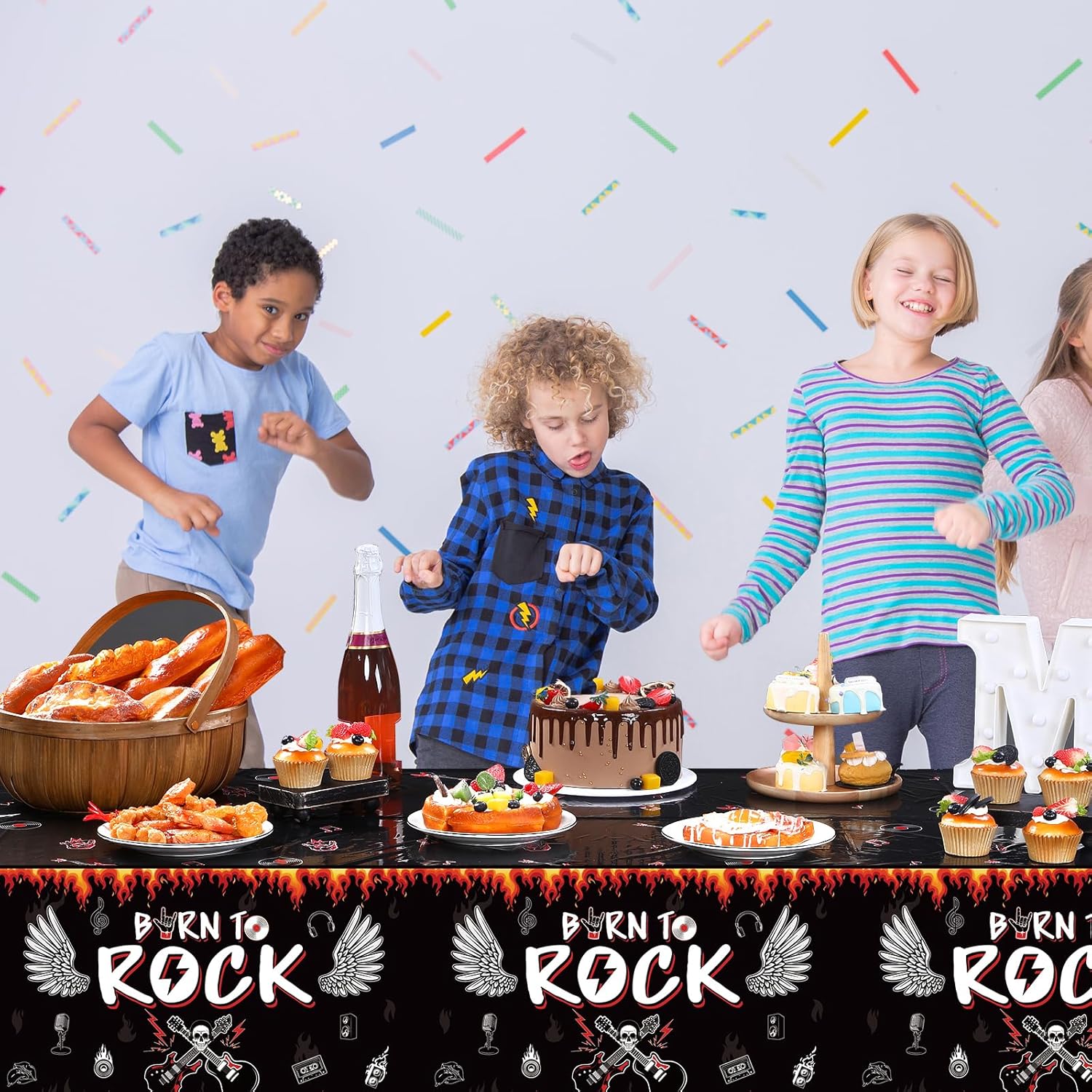 Tiamon 3 Pcs Rock Roll Party Tablecloths