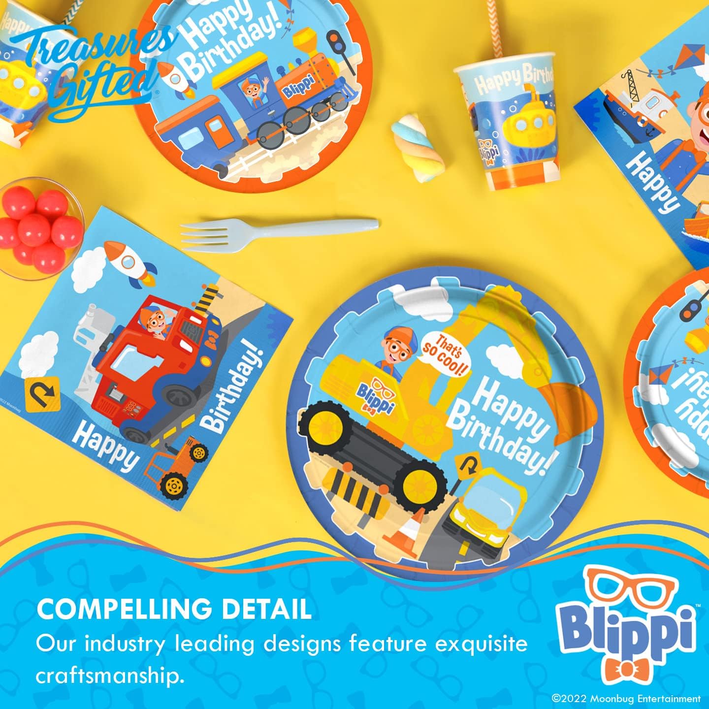 Treasures Gifted Blippi Themed Tablecloth 54x108 for Parties