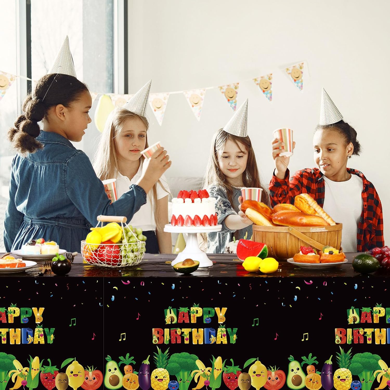 Tiamon 3 Pcs Fruit Tablecloths 54x108 Inch Birthday Party Decorations