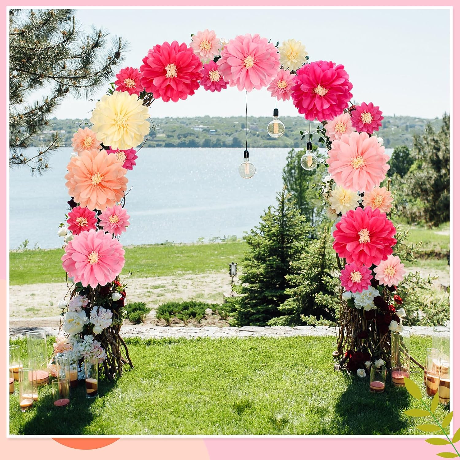 Watersay 12 Pcs 10 20 Inch Giant Mexican Fiesta Paper Flowers