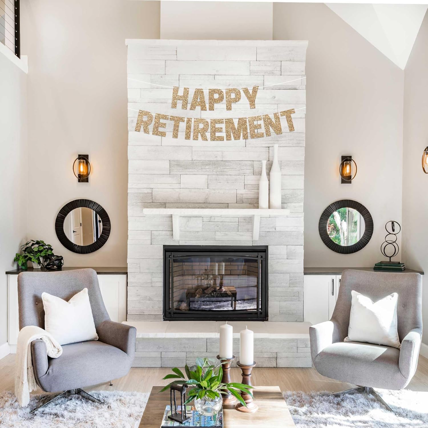 Pre-Strung Happy Retirement Banner with Gold Glitter