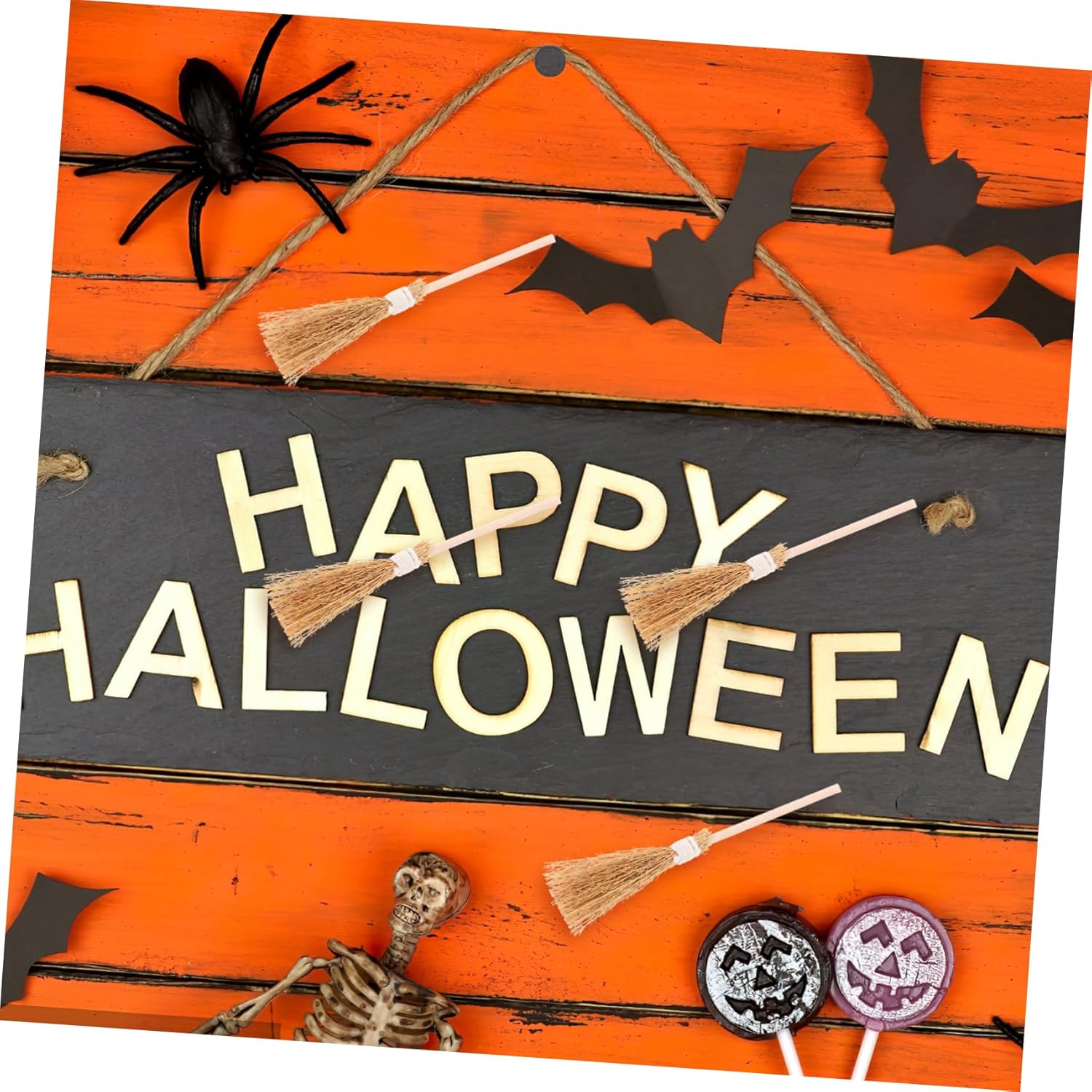 PRETYZOOM 10Pcs Mini Witch Brooms for Halloween Decor