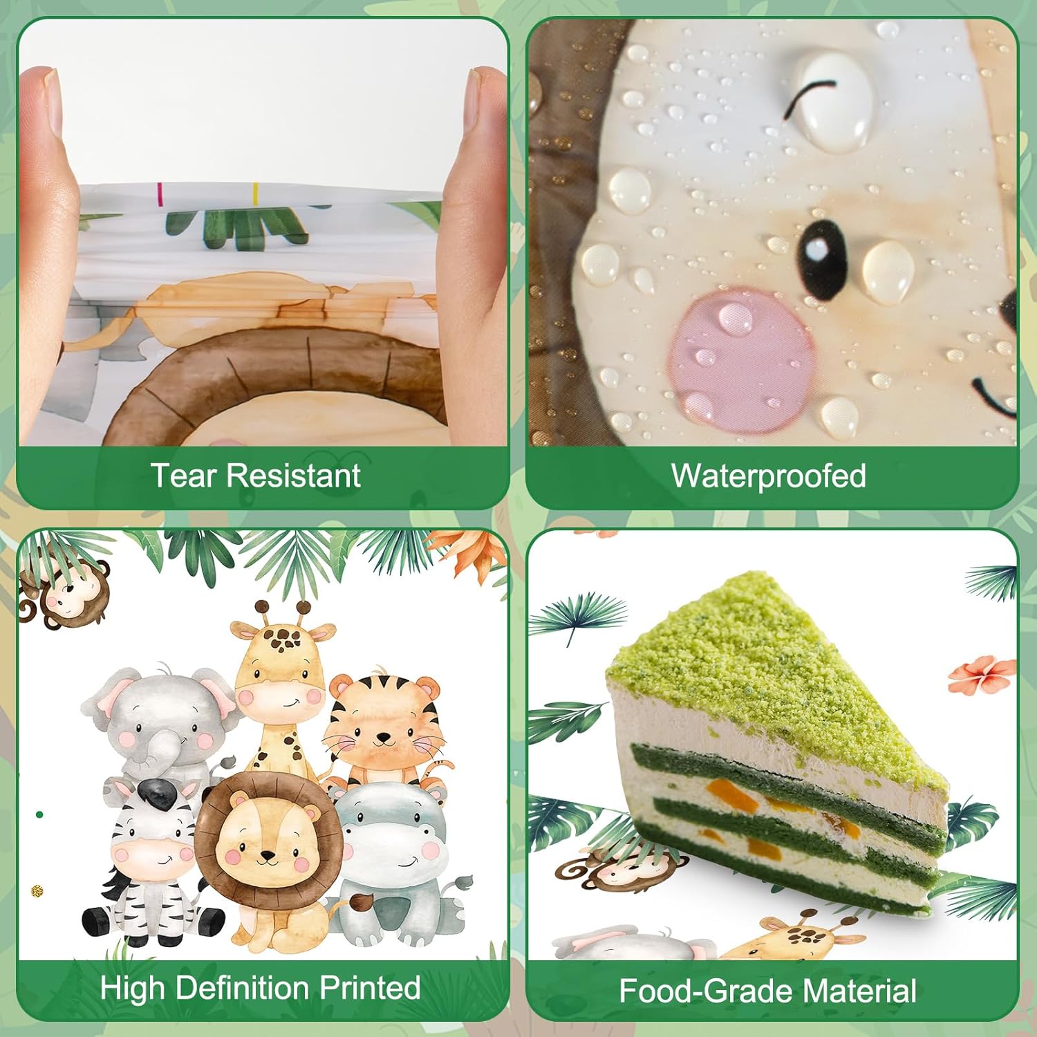 2 Pcs Jungle Safari Tablecloth - Plastic Animals Party Cover