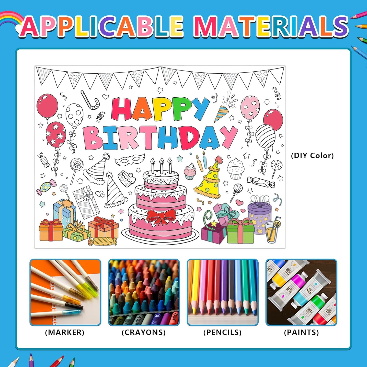 Giant Birthday Coloring Poster for Kids