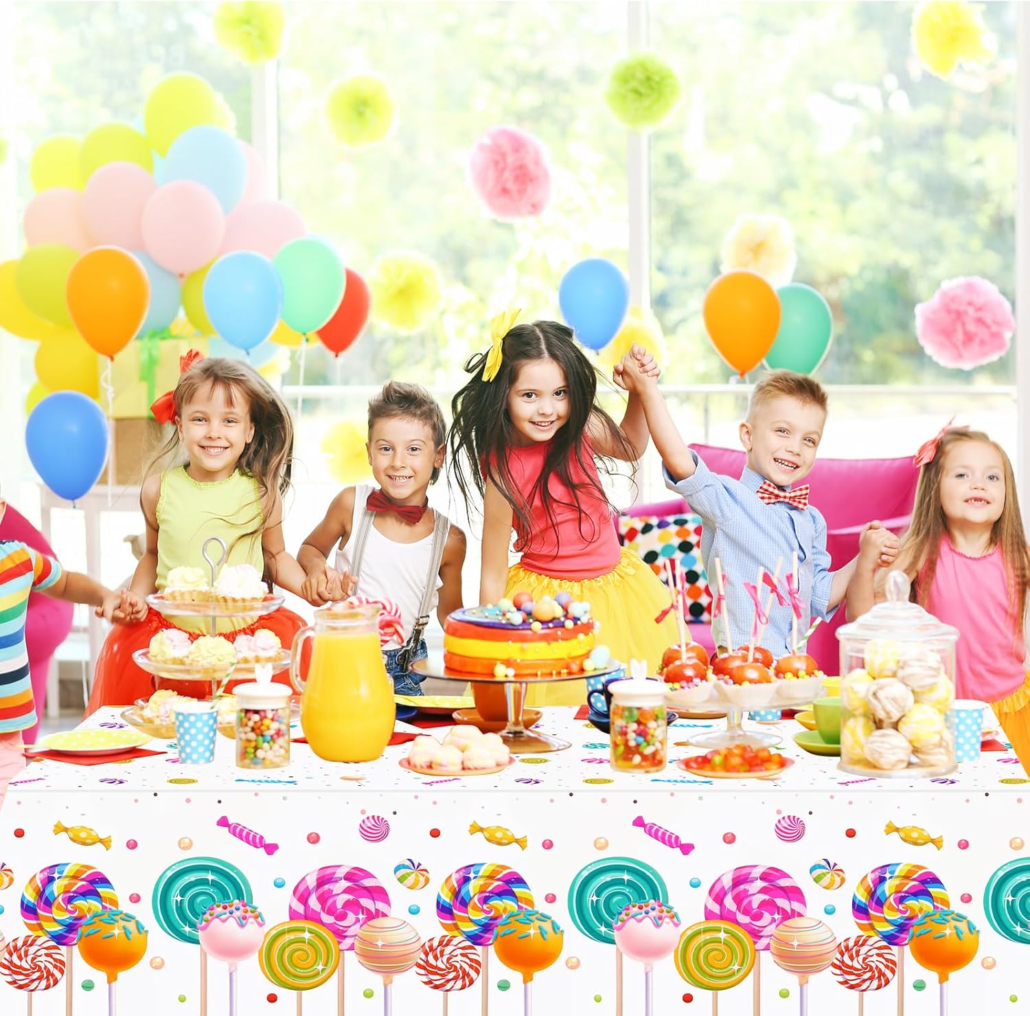 PHOGARY Candyland Tablecloth 51 x 87 for Birthday Party