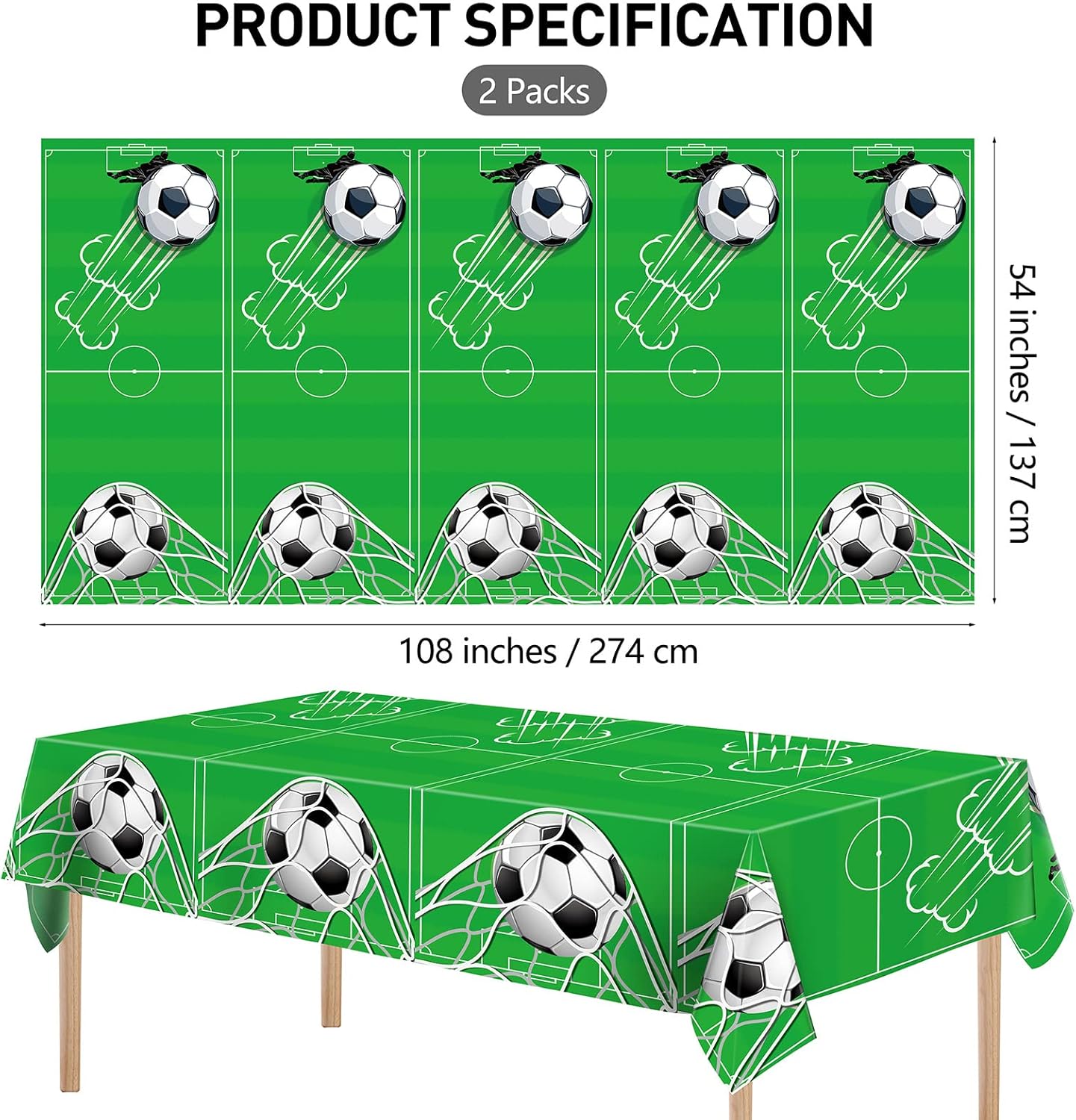 Durony 2 Pack Soccer Table Covers for Party Supplies