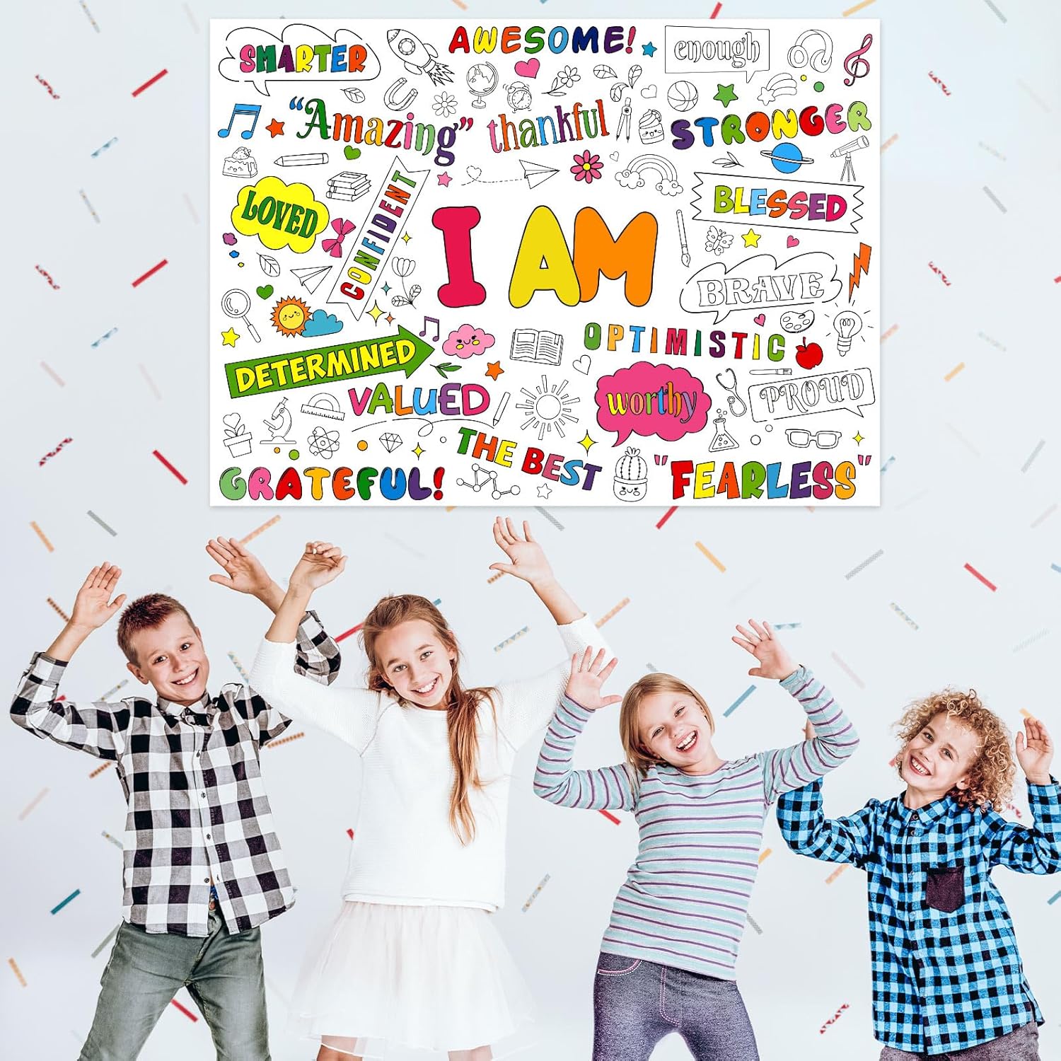 Positive Affirmations Coloring Poster for Kids