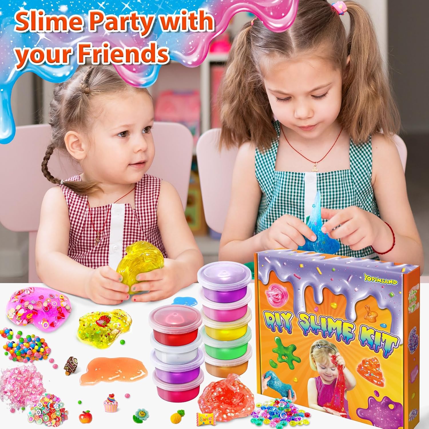 YOPINSAND 12 Cups DIY Slime Kit for Kids