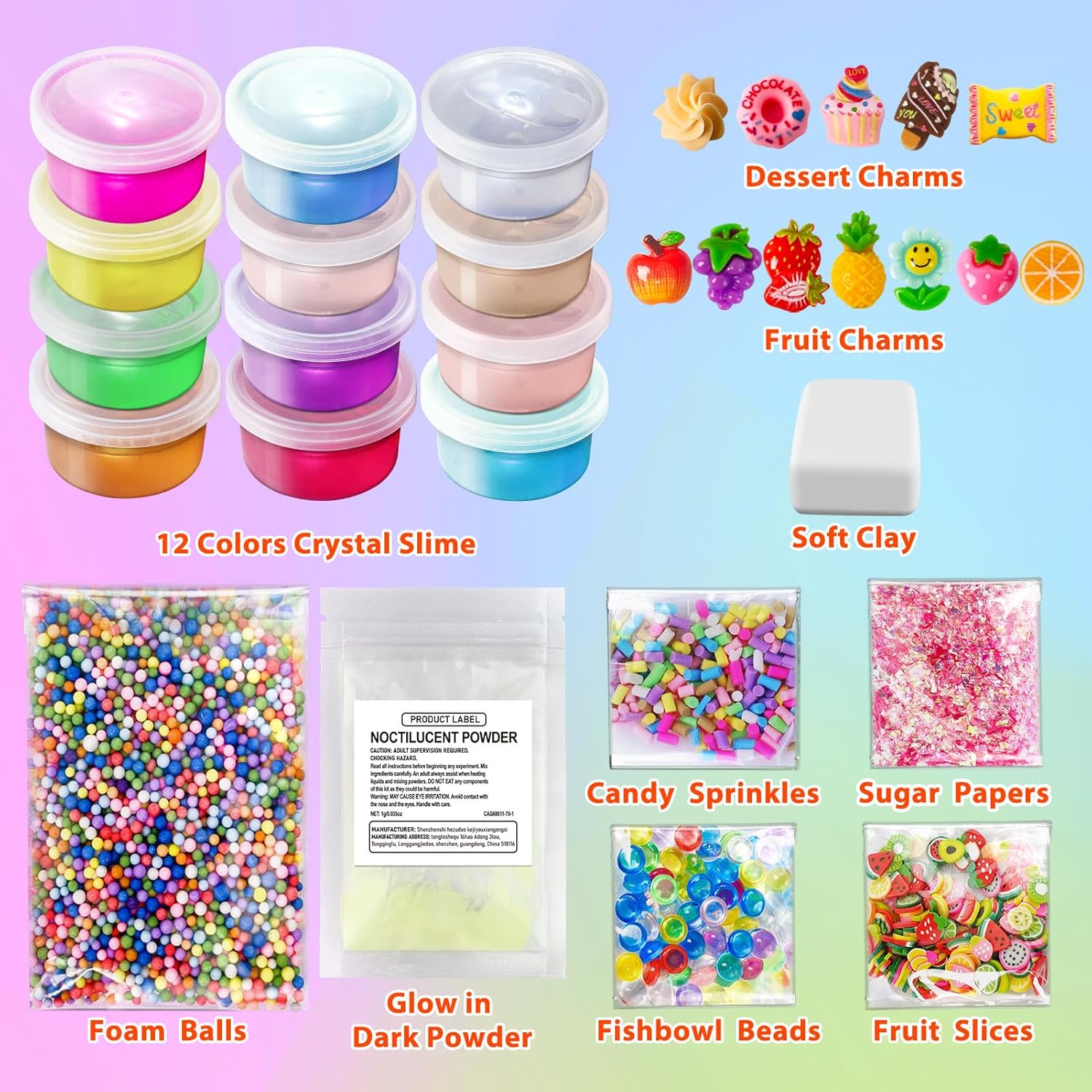 YOPINSAND 12 Cups DIY Slime Kit for Kids