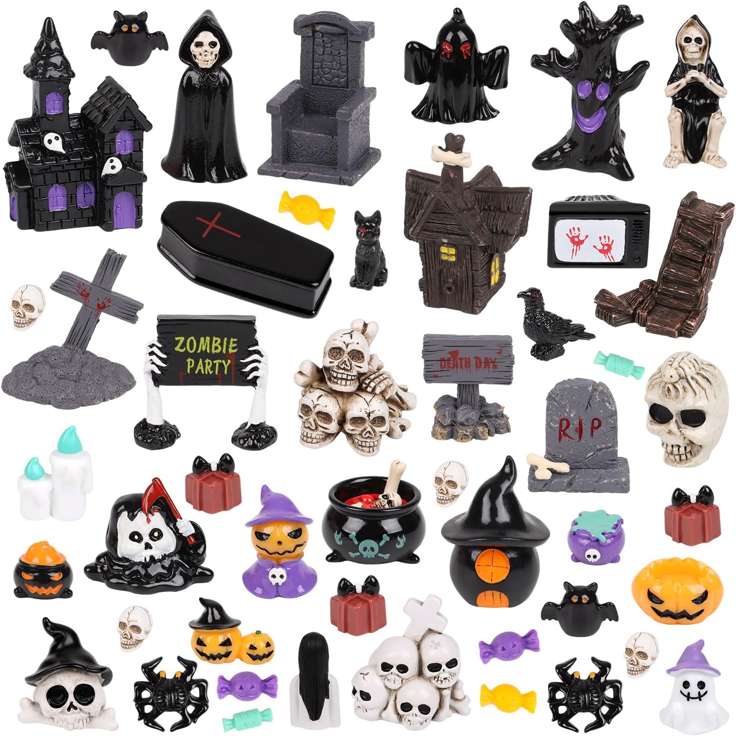 CCINEE 48pcs Halloween Mini Resin Figurines for Decor