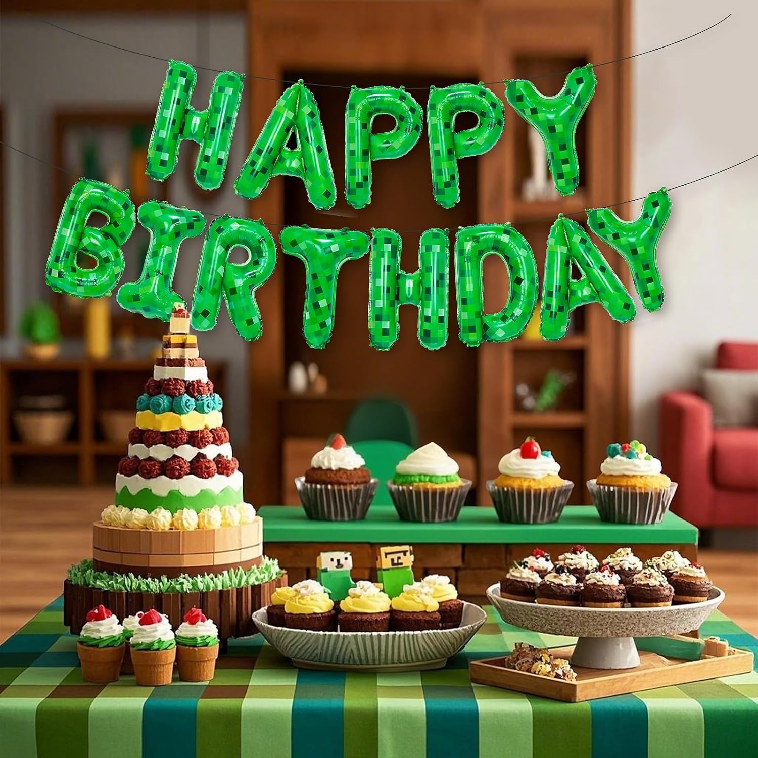 TNT Pixel Birthday Foil Balloons Party Decorations