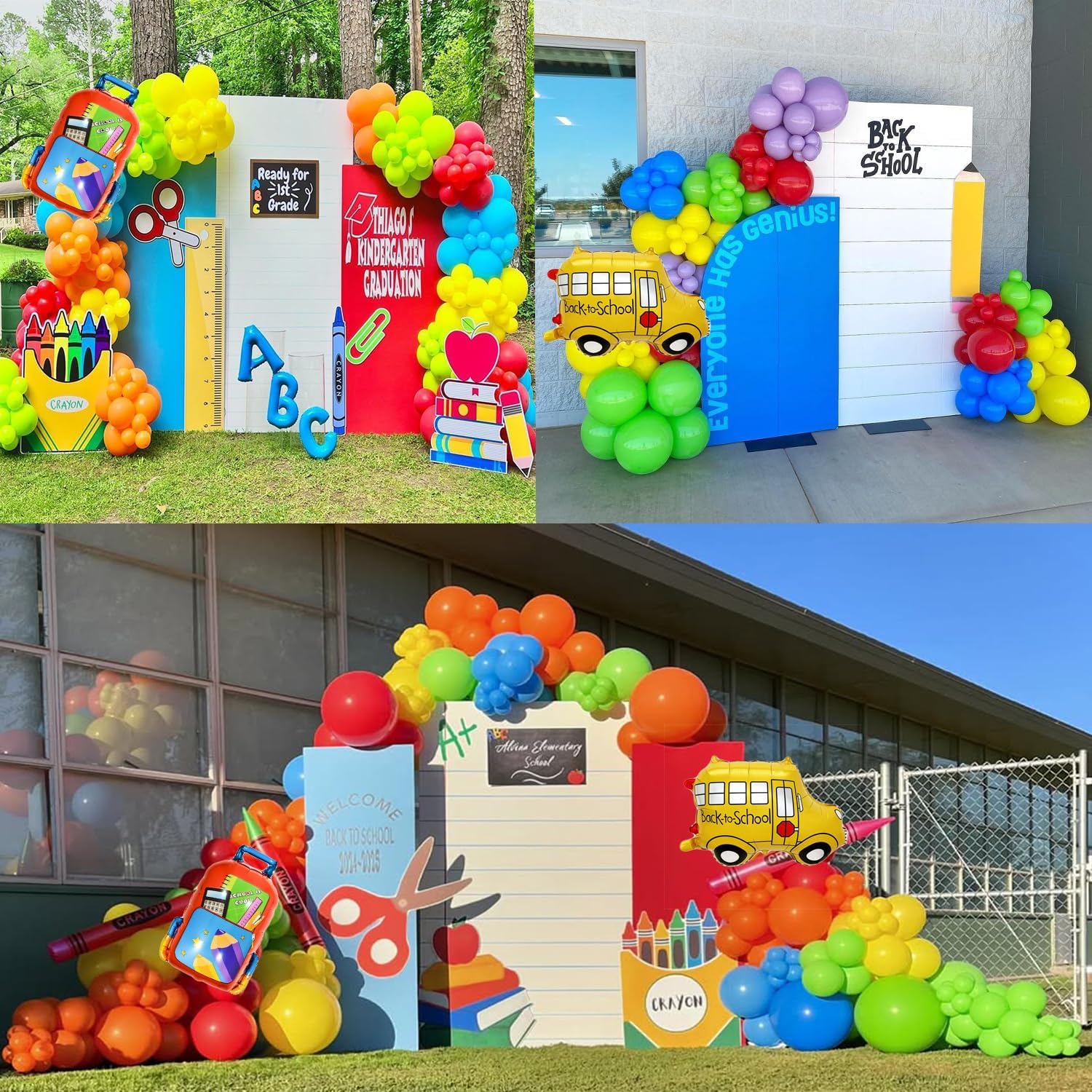 Back to School Balloon Arch Kit with 164PCS Rainbow Balloons