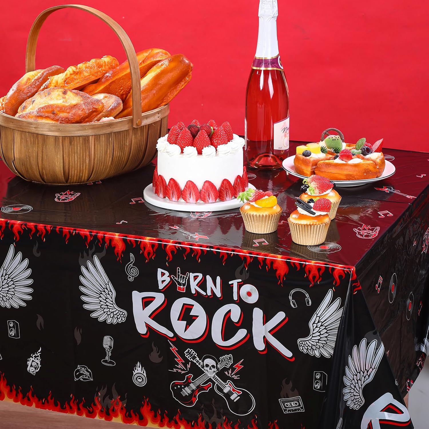 Tiamon 3 Pcs Rock Roll Party Tablecloths