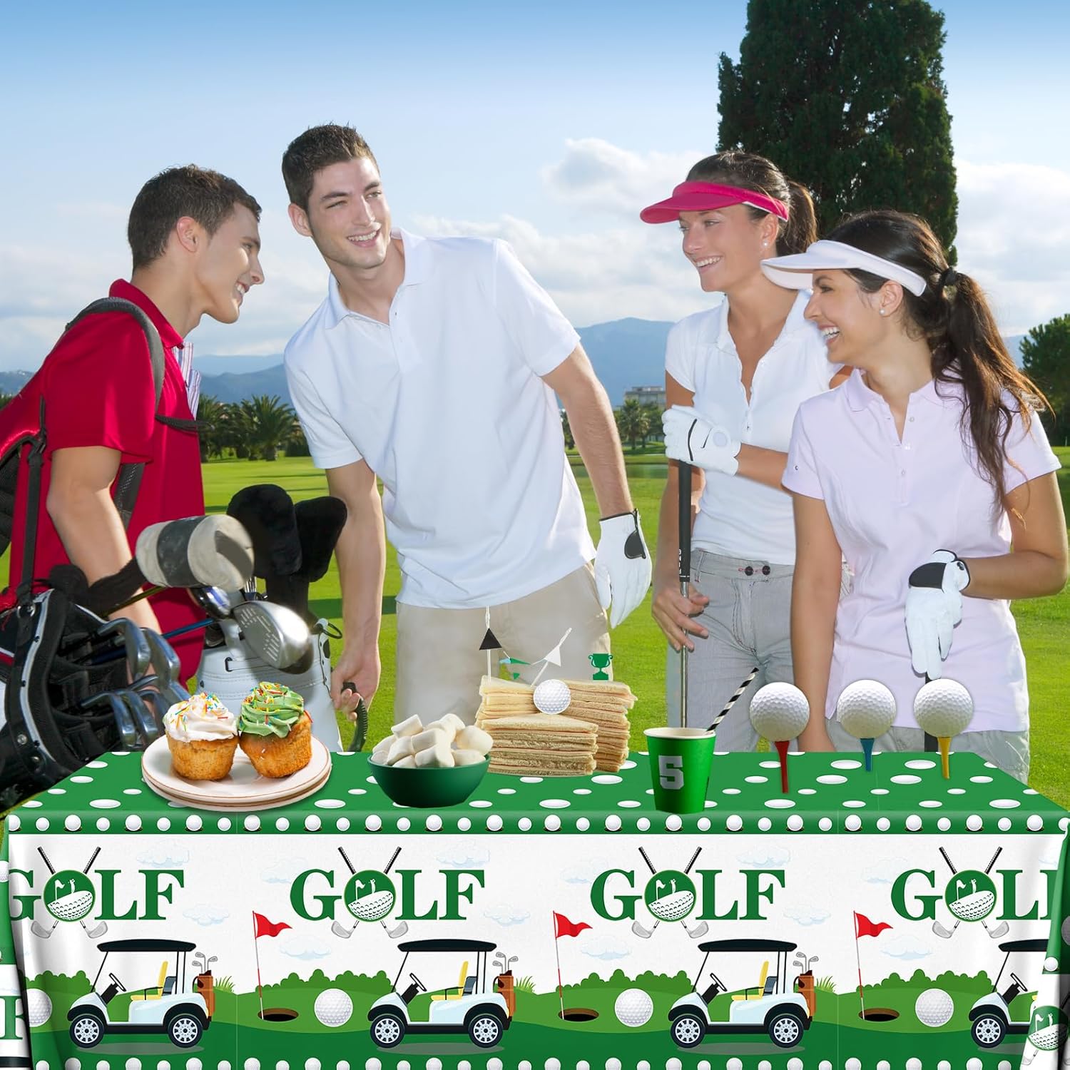 Golf Party Tablecloth 2pcs 87x51 Inch