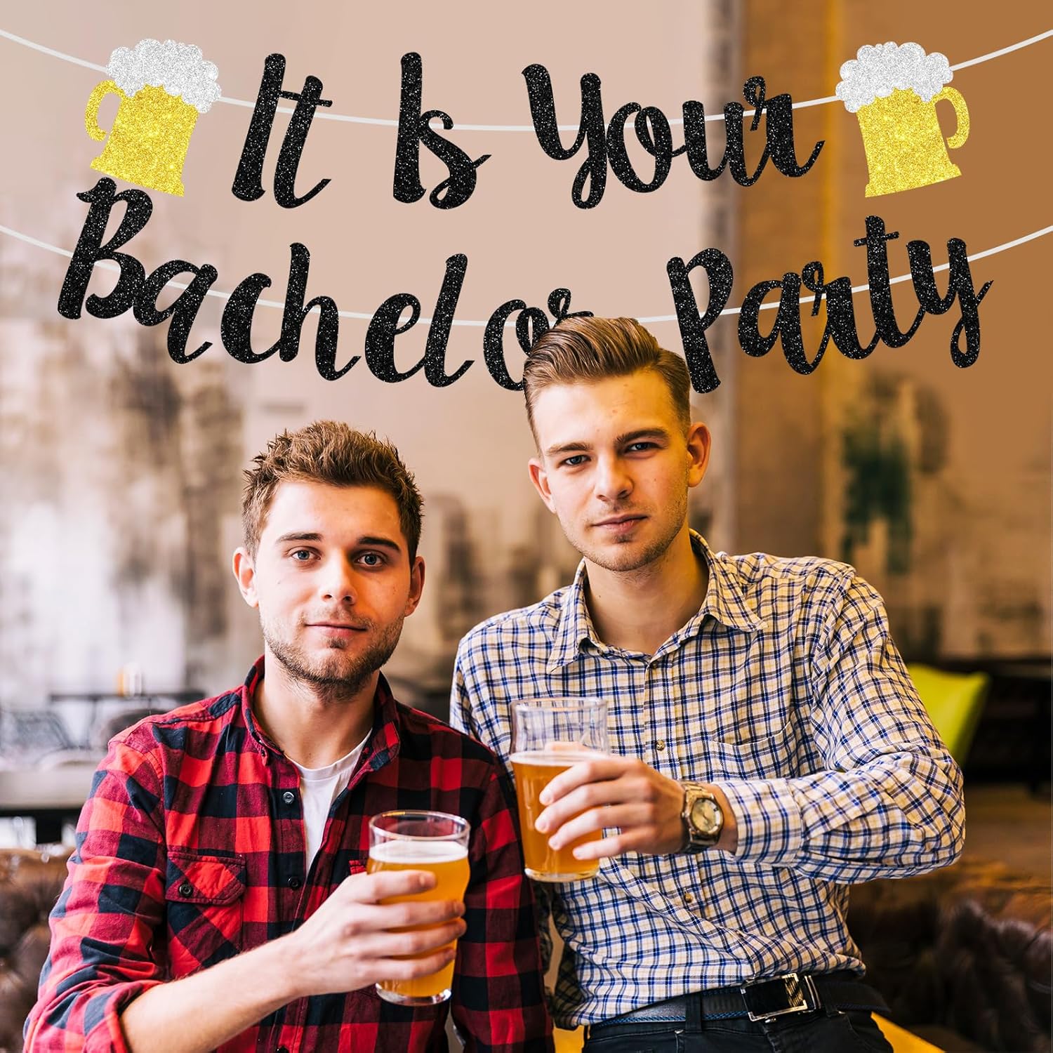 Sursurprise Bachelor Party Banner Black Gold Rectangular