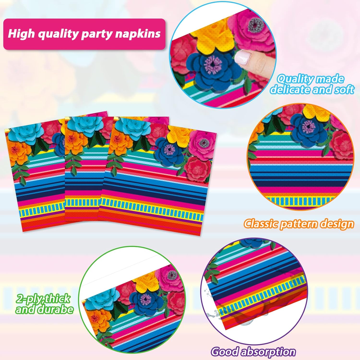96 Pcs Mexican Fiesta Plates Napkins Party Decor
