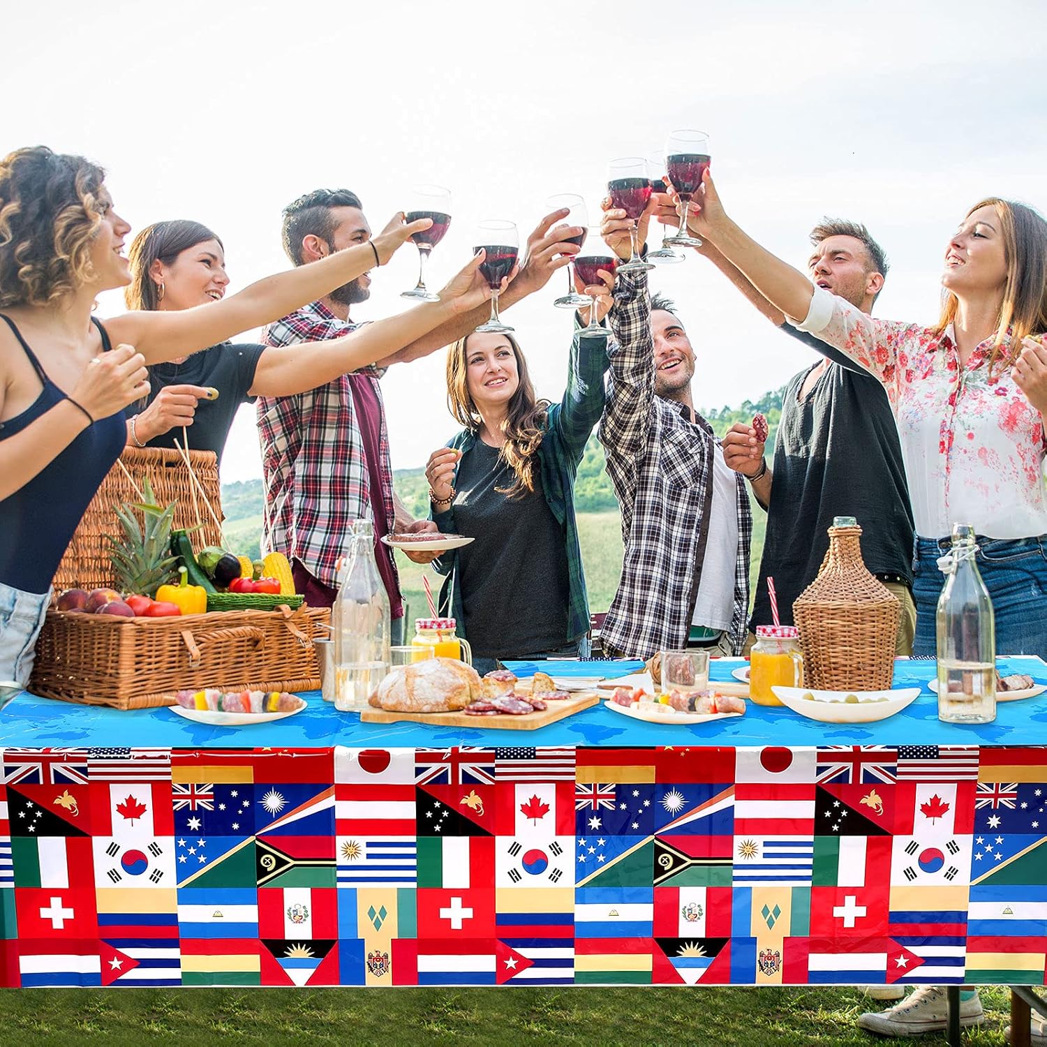 3 Pack International Flag Table Cover for Parties and Celebrations