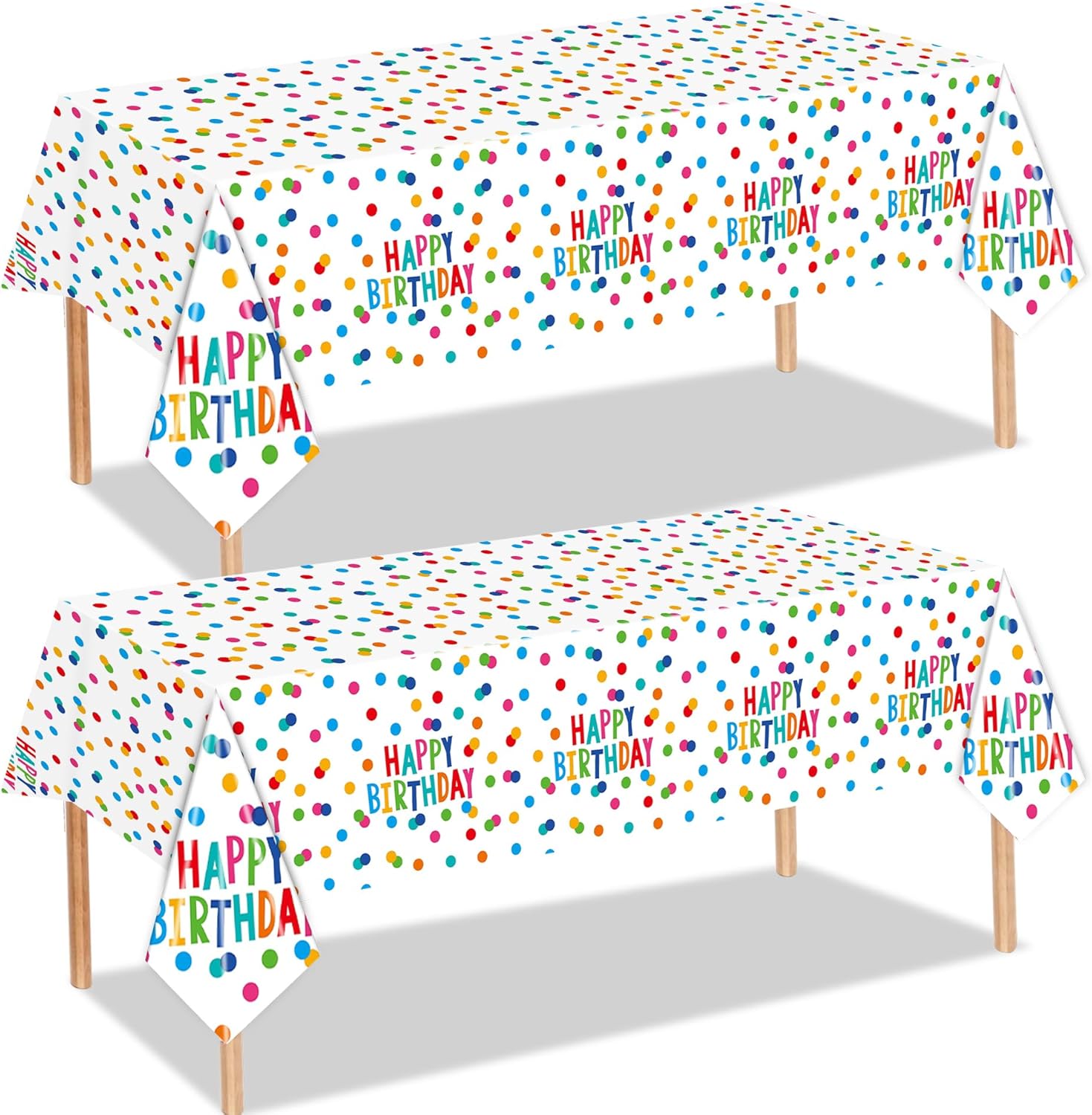 Happy Birthday Tablecloth Set of 2 with Confetti Design