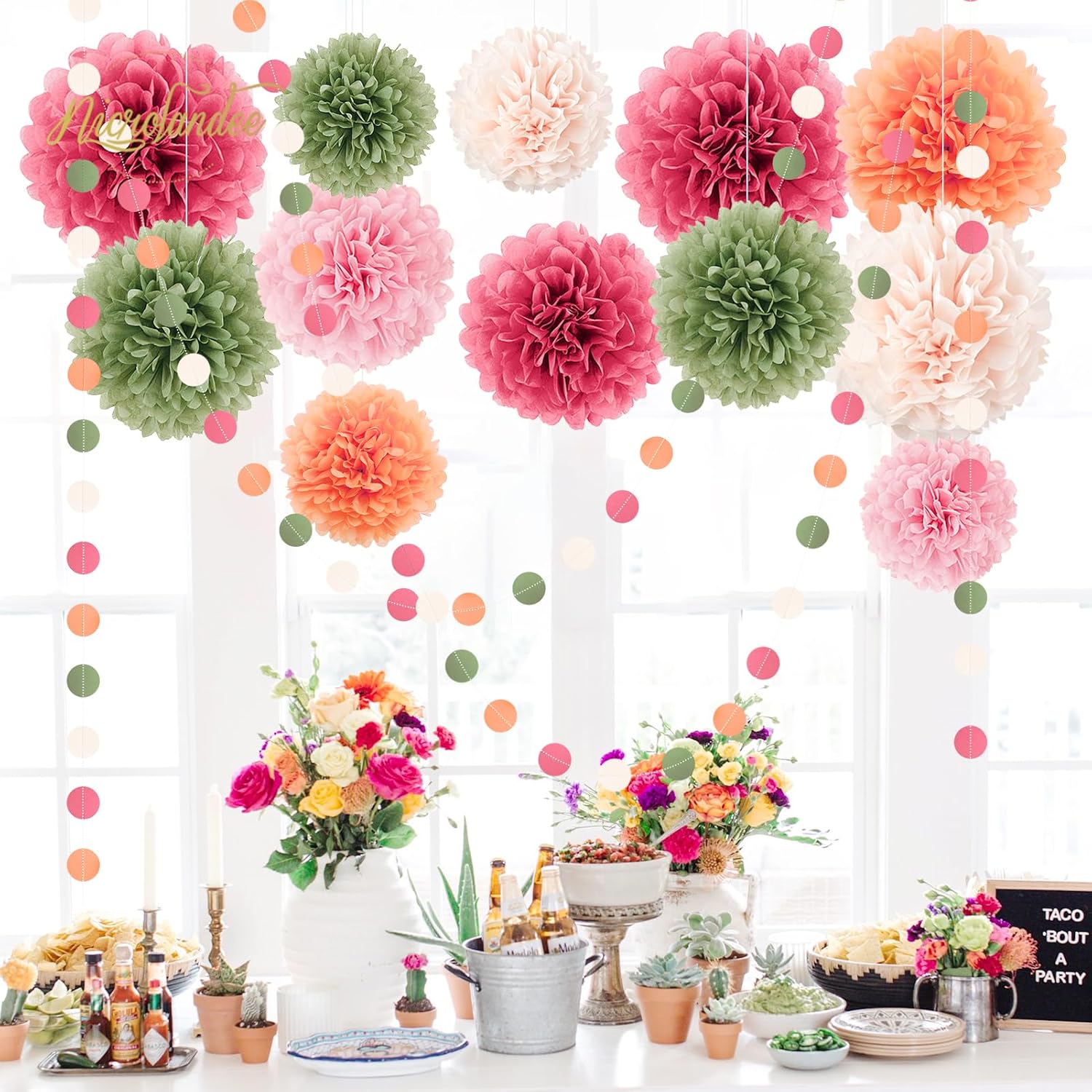 NICROLANDEE 15Pcs Pastel Tissue Pom Poms Decorations