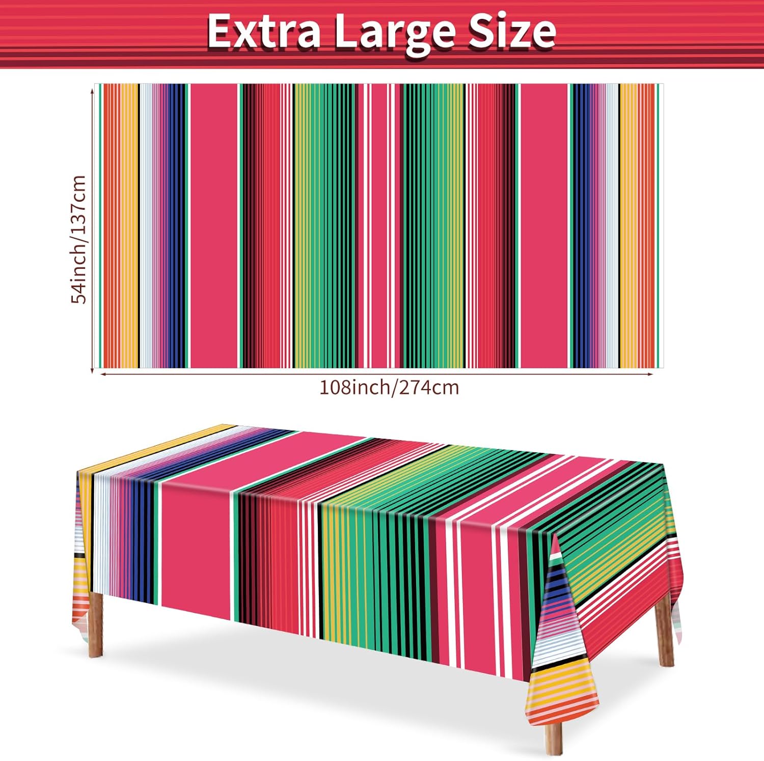Hxezoc Mexican Stripe Tablecloth 54 x 108 Inch