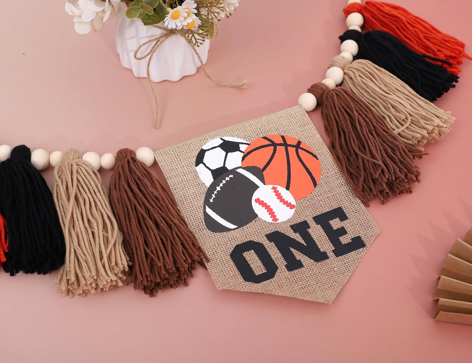 All Star Sport Balls High Chair Tassel Banner For 1st Birthday