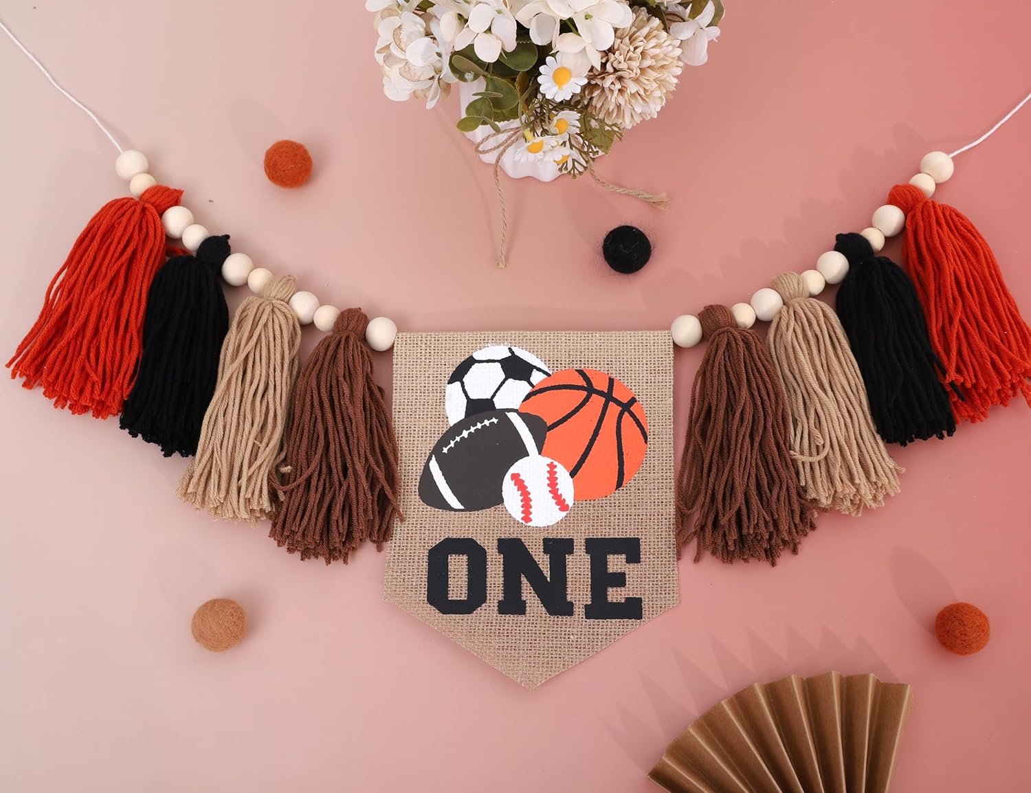 All Star Sport Balls High Chair Tassel Banner For 1st Birthday