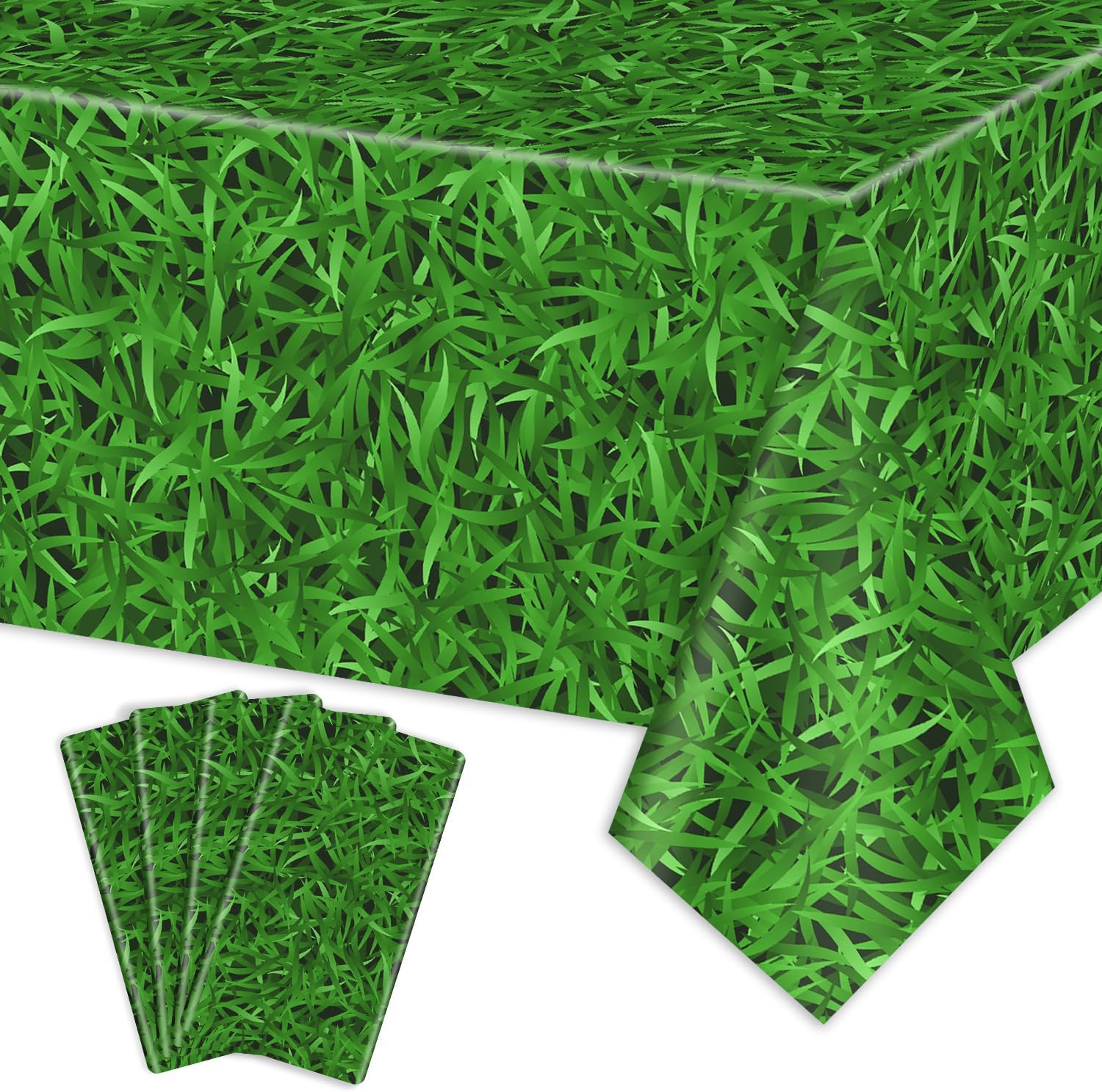 4 Pcs Green Grass Tablecloths for Golf Party Decorations