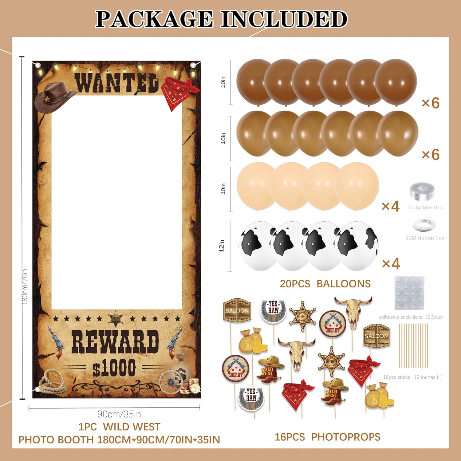 Jenlion Wild West Cowboy Birthday Party Decor Kit