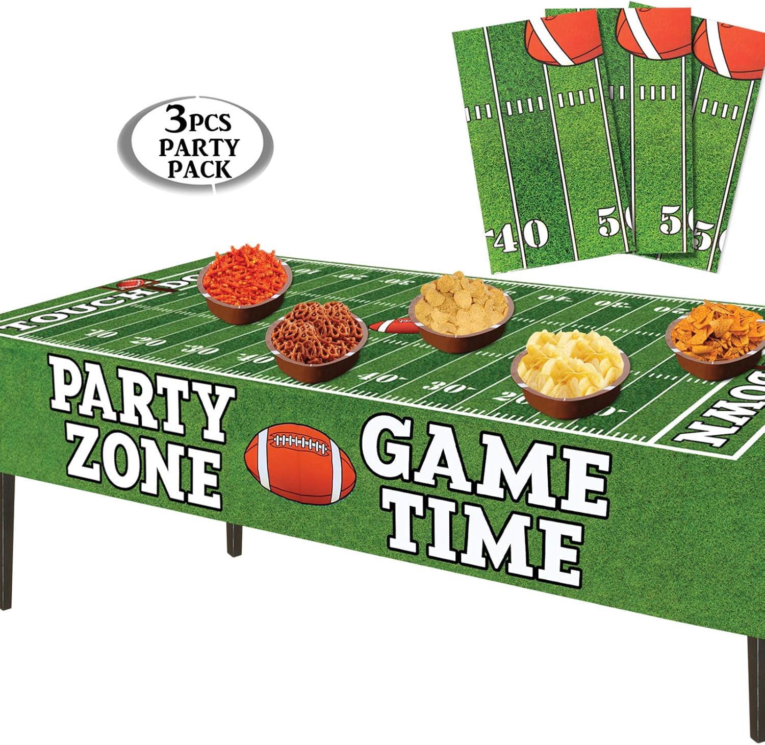 AnapoliZ Football Tablecloth 3 Pcs Party Pack