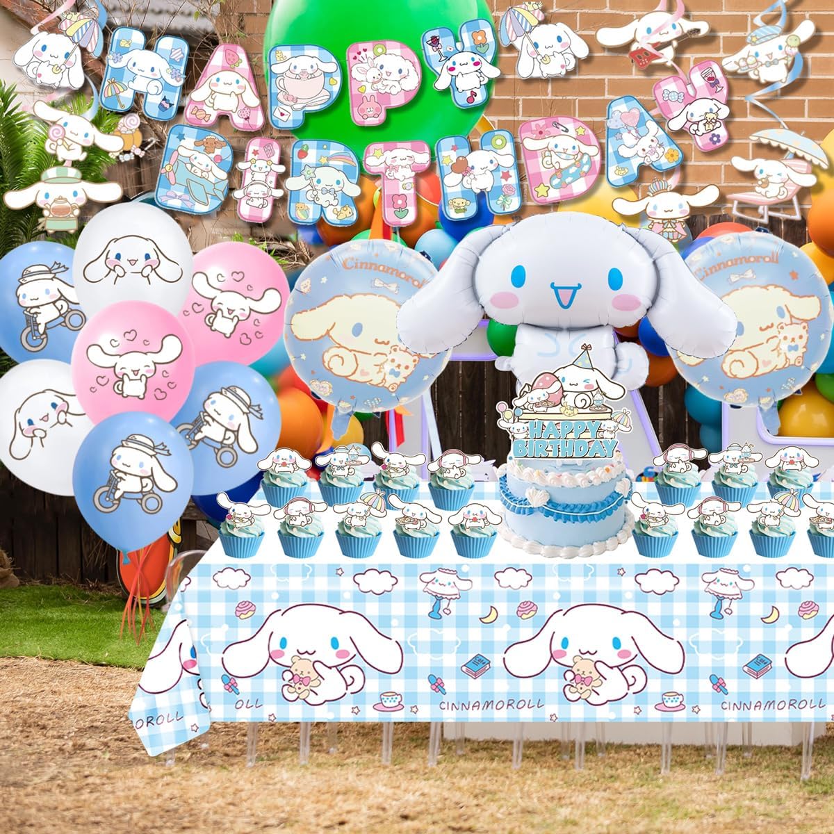 AVONO Cinnamoroll Birthday Decorations 101 Pieces Set