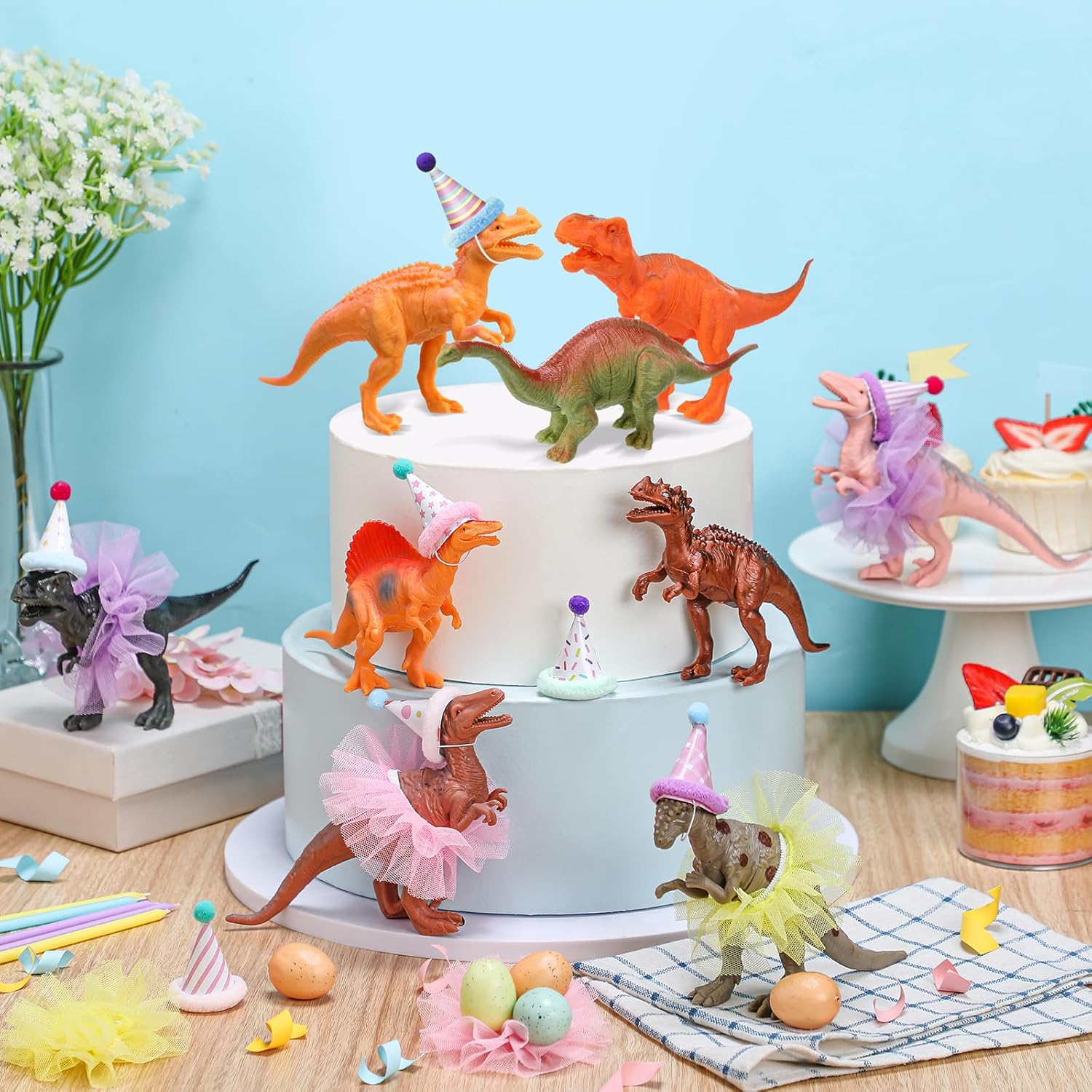 Weysat 27pcs Dinosaur Party Decorations with Hats and Skirts