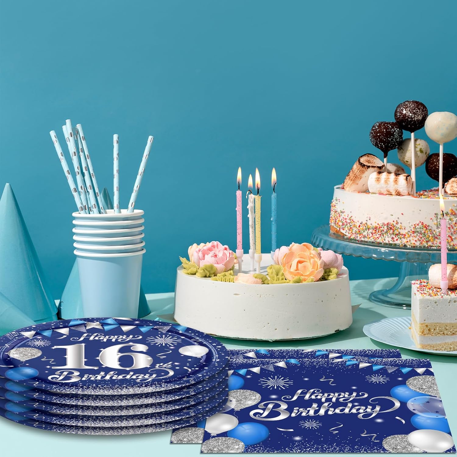 16th Birthday Decorations Plates Set for Boys and Girls