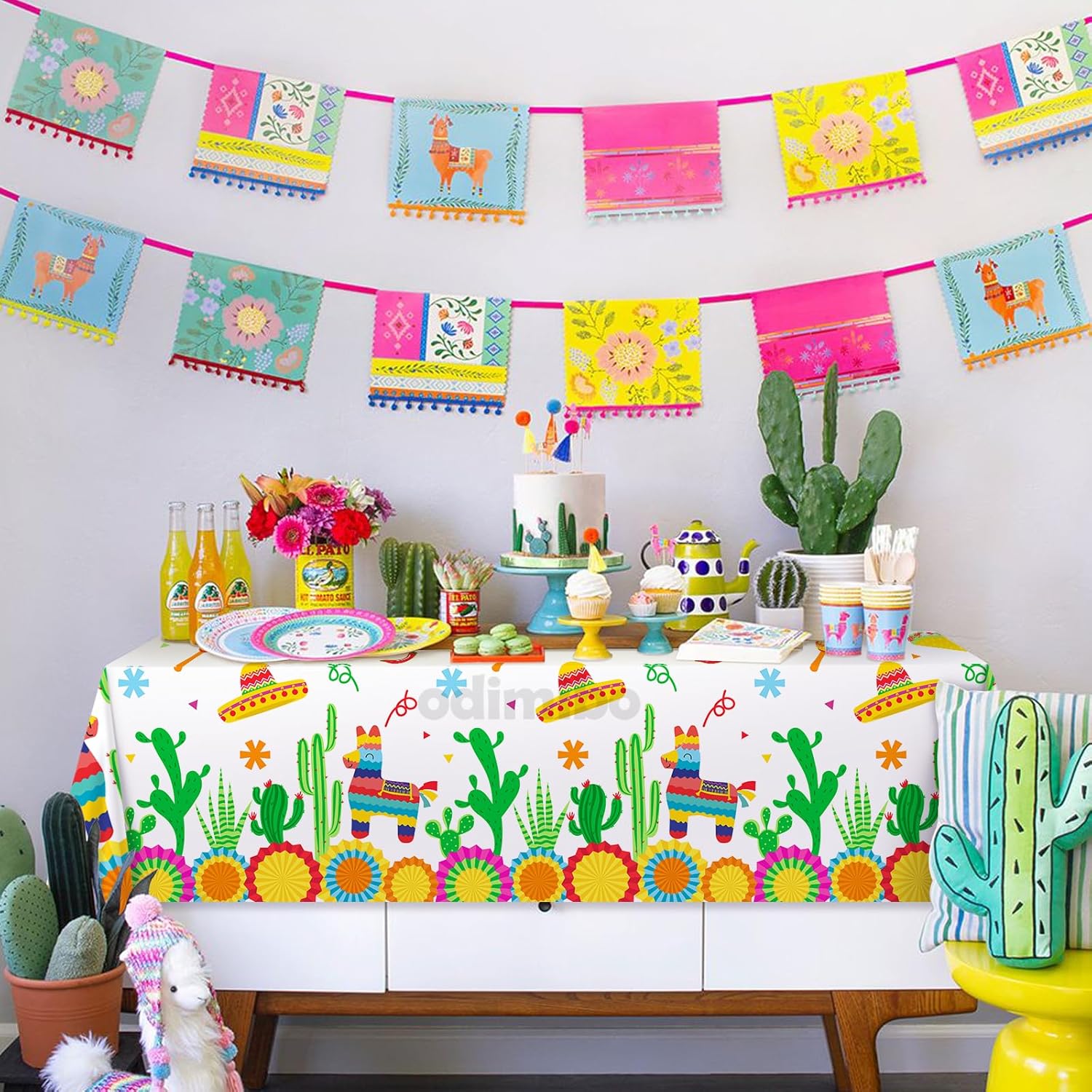 Odimibo Fiesta Tablecloth Plastic Disposable