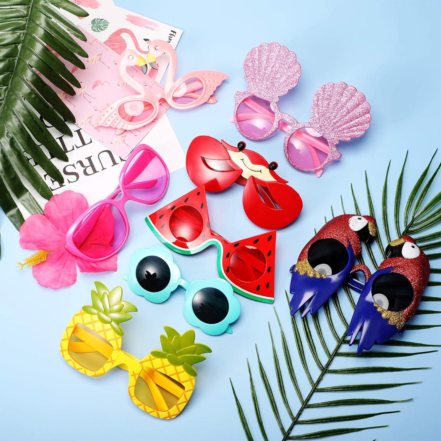8 Pairs Luau Party Sunglasses for Beach Theme Events