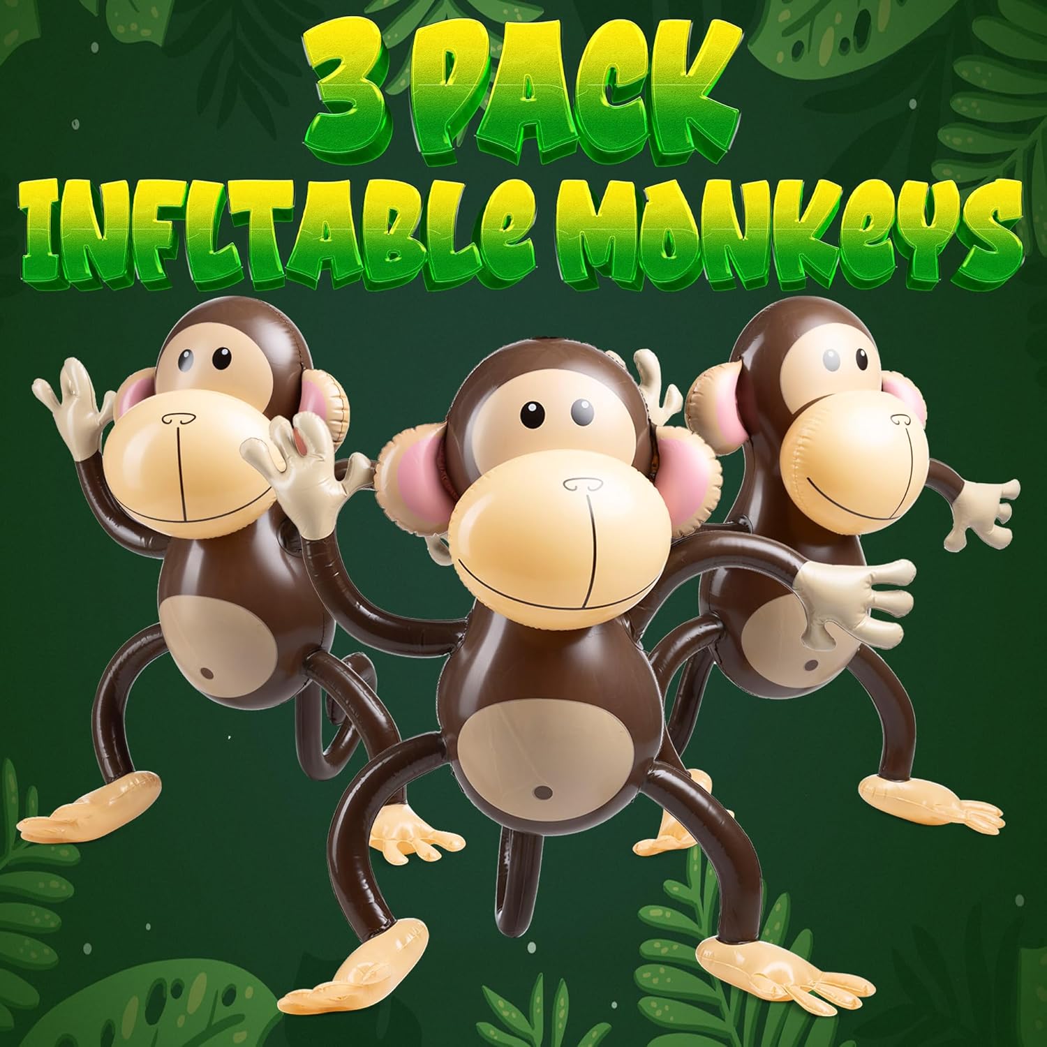 Large Inflatable Monkey Pack of 3 27 Inch Party Decor