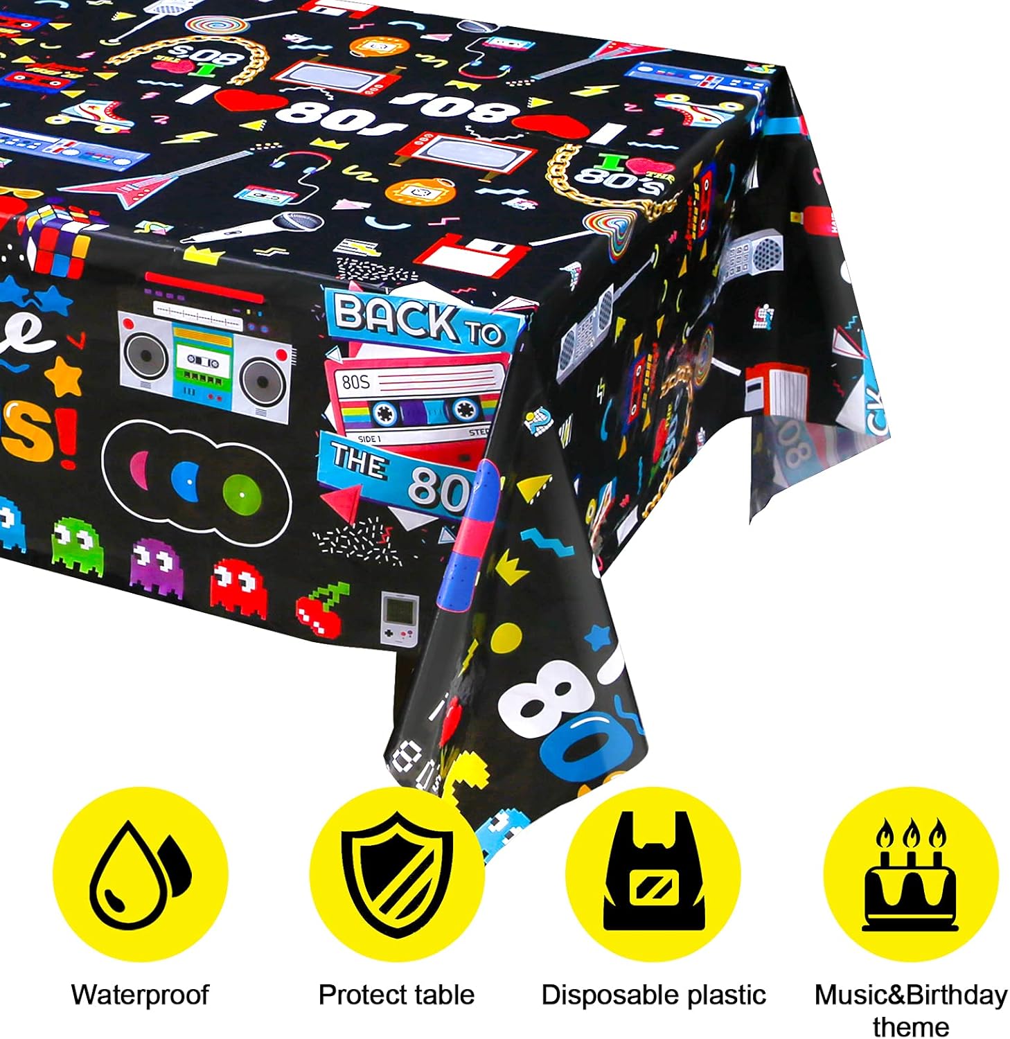Lcoor 3-Piece 80s Style Tablecloths Set