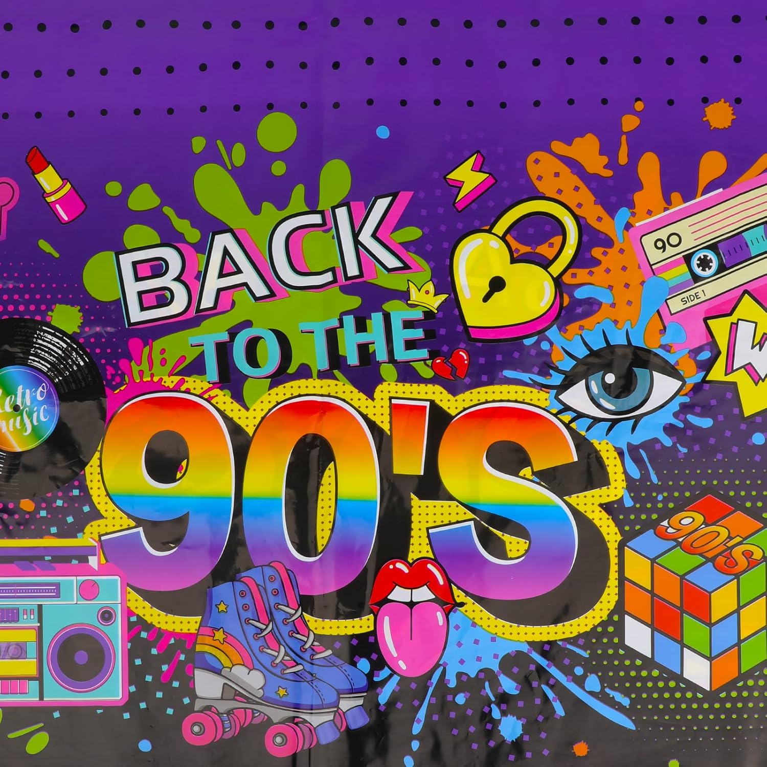 HOWAF 3 Piece 90s Themed Tablecloth Set