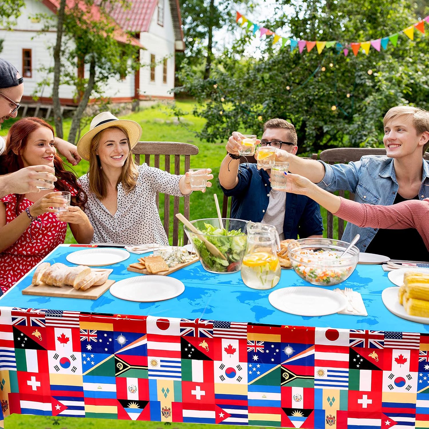 3 Pack International Flag Table Cover for Parties and Celebrations