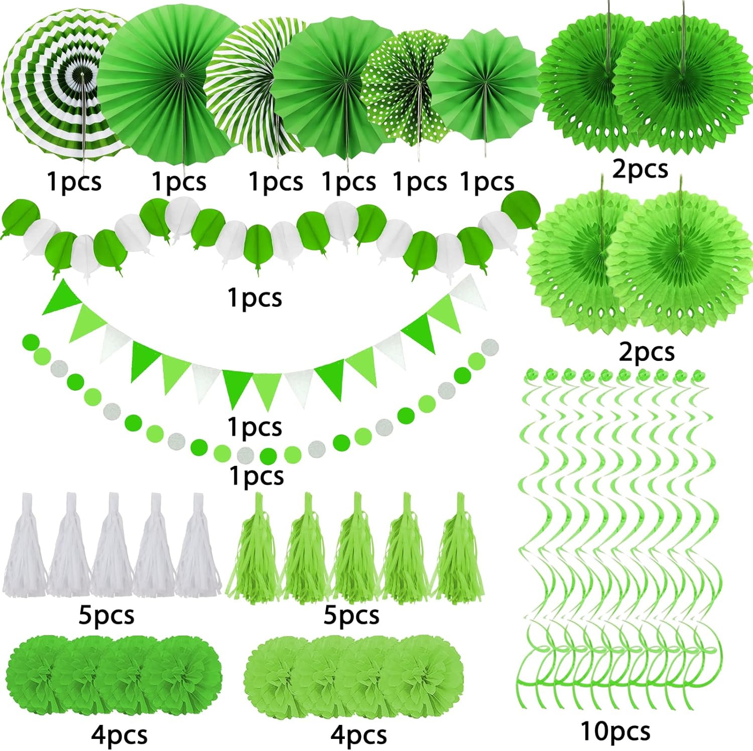 ZERODECO Green and Light Green Party Decorations