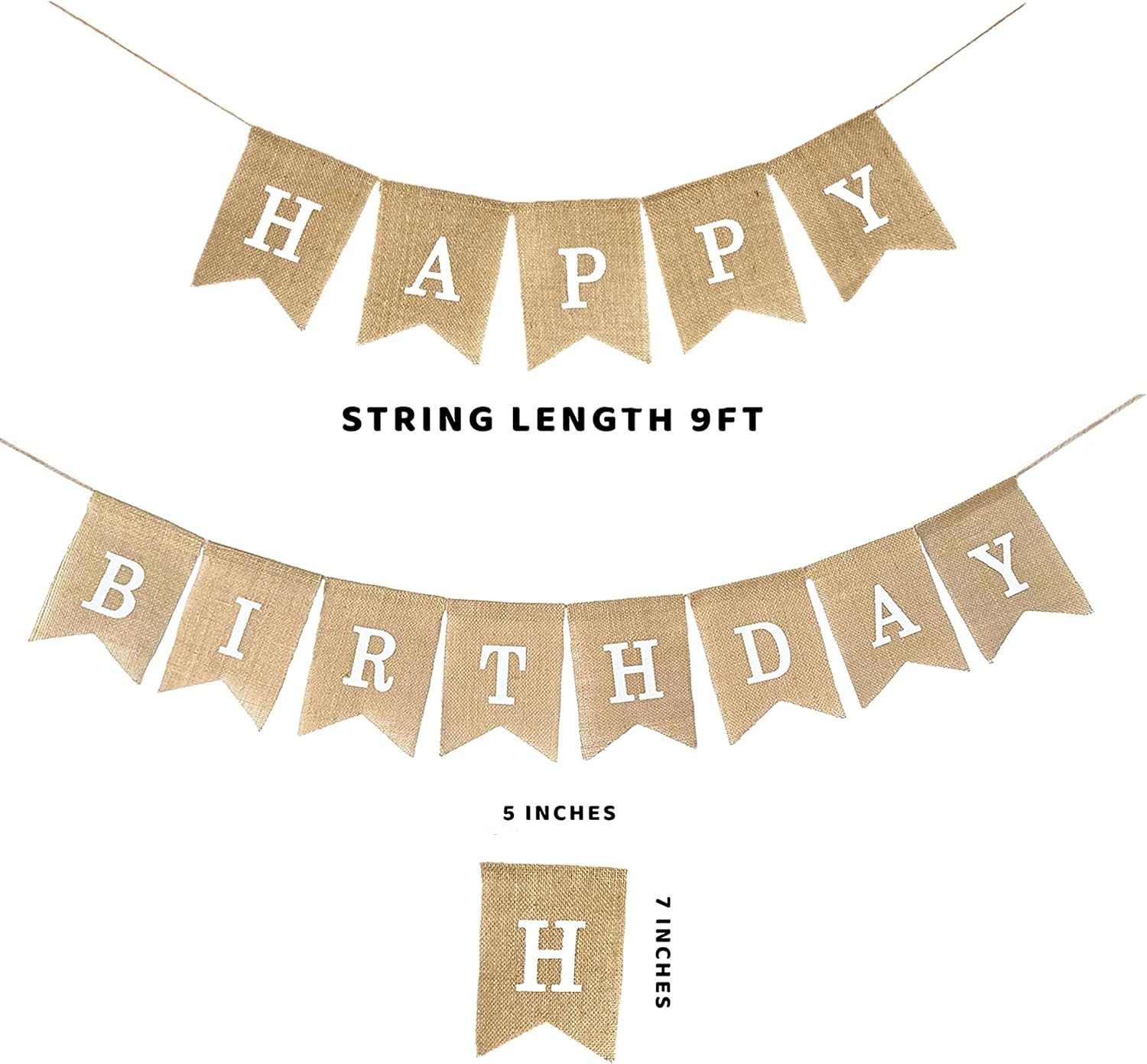 Burlap Happy Birthday Banner for Farmhouse Party Decorations