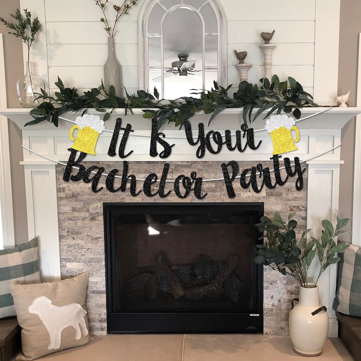 Sursurprise Bachelor Party Banner Black Gold Rectangular