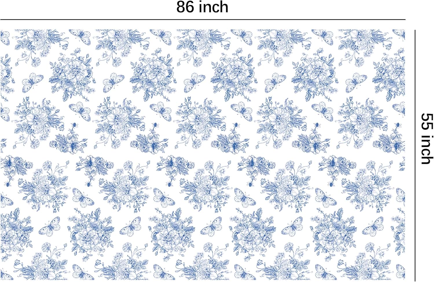 Blue and White Floral Tablecloths 3pcs Disposable Party Decorations