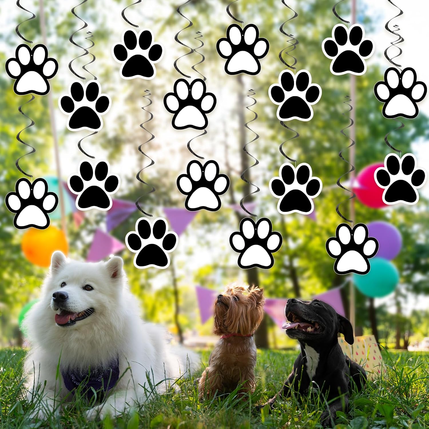 24 Pcs Dog Paw Print Party Hanging Streamers