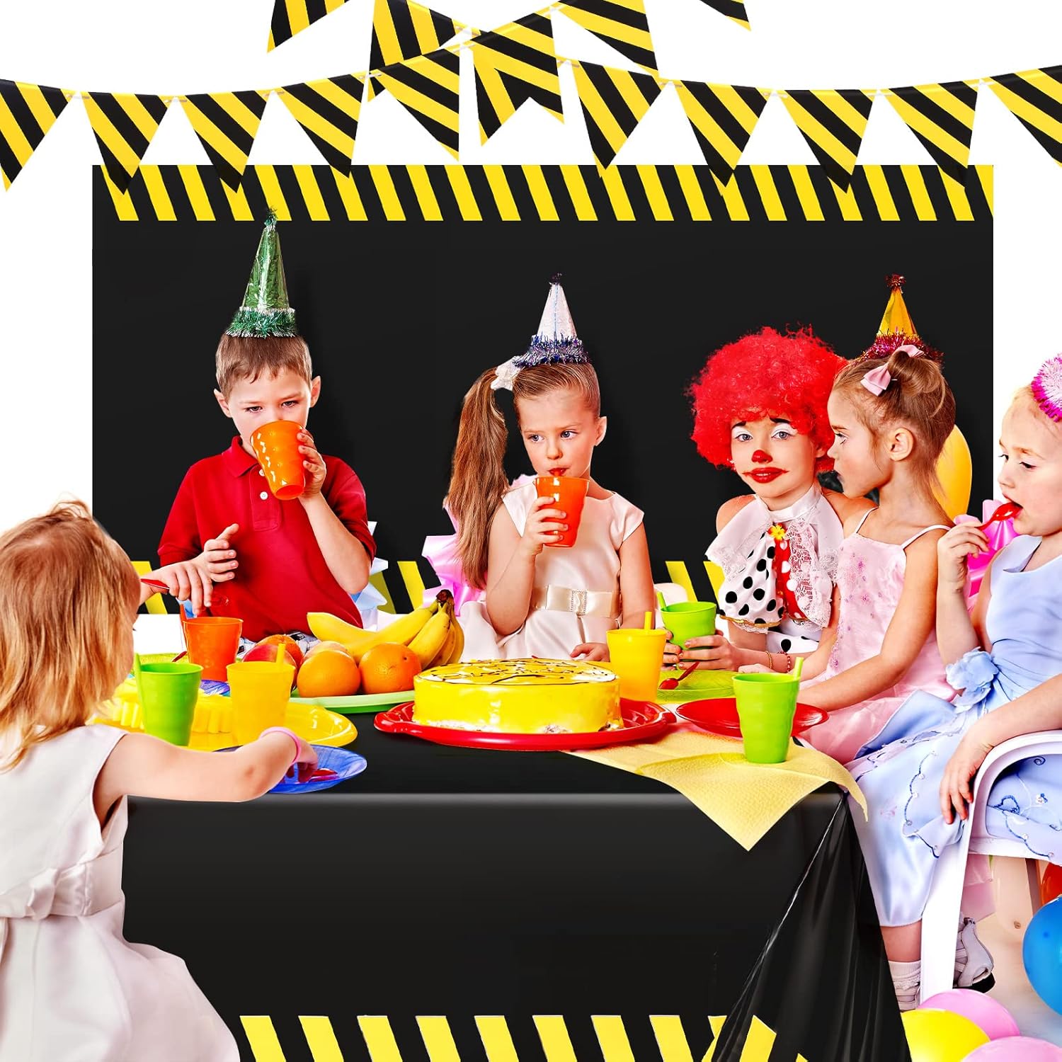 6 Pcs Construction Birthday Party Supplies Decorations Black