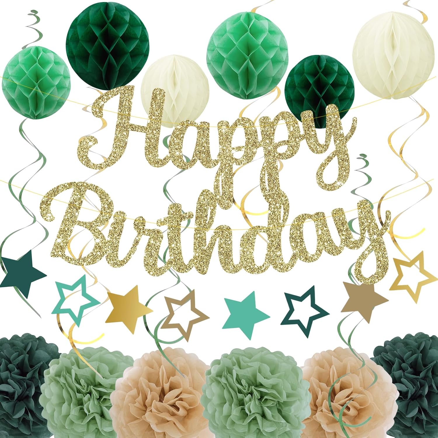 Birthday Party Decorations Set Sage Green
