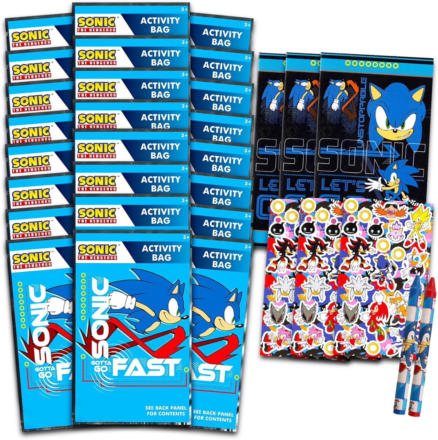 Sonic Birthday Party Favors Set - 24 Play Packs Bundle