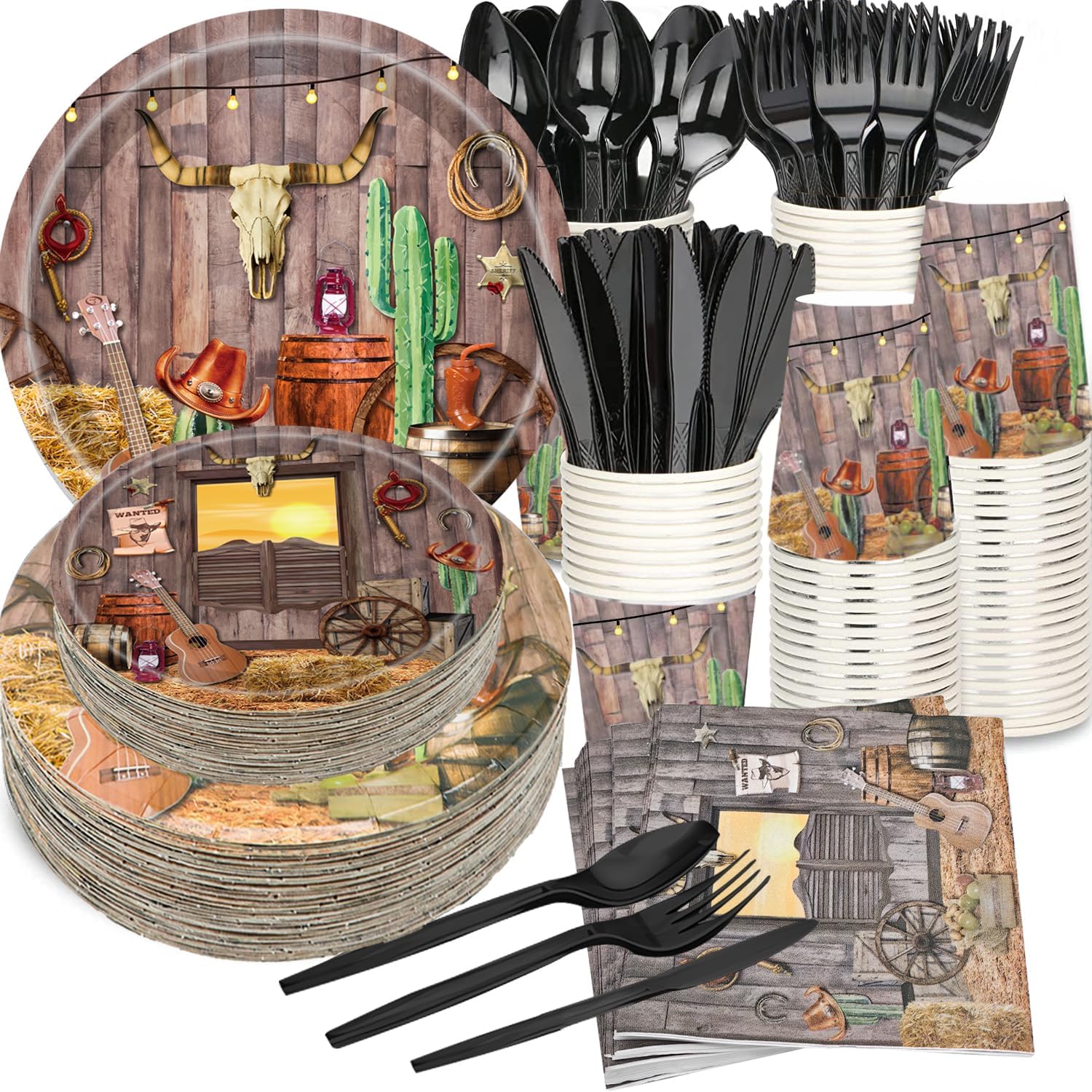 175Pcs Western Cowboy Party Supplies Set