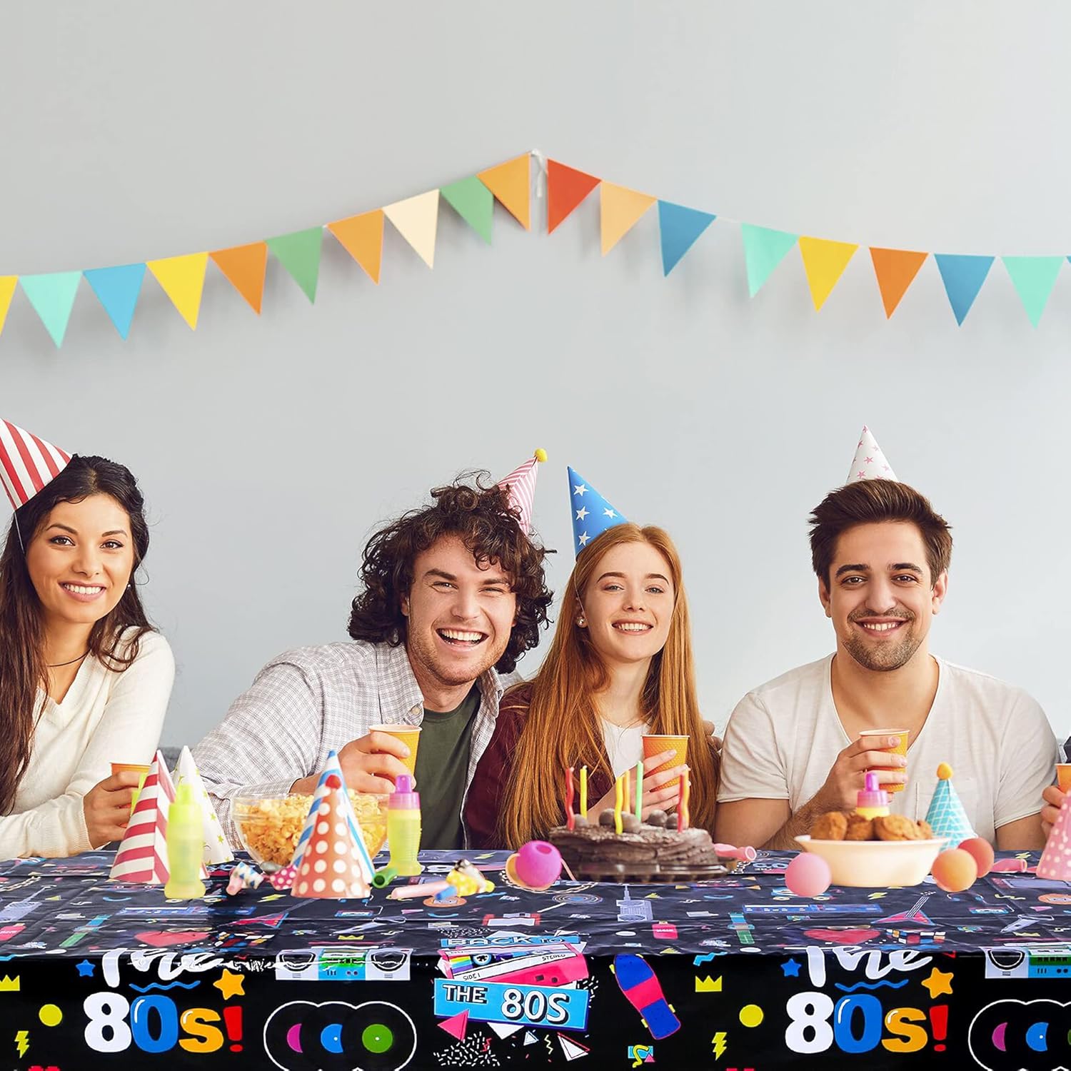 Lcoor 3-Piece 80s Style Tablecloths Set