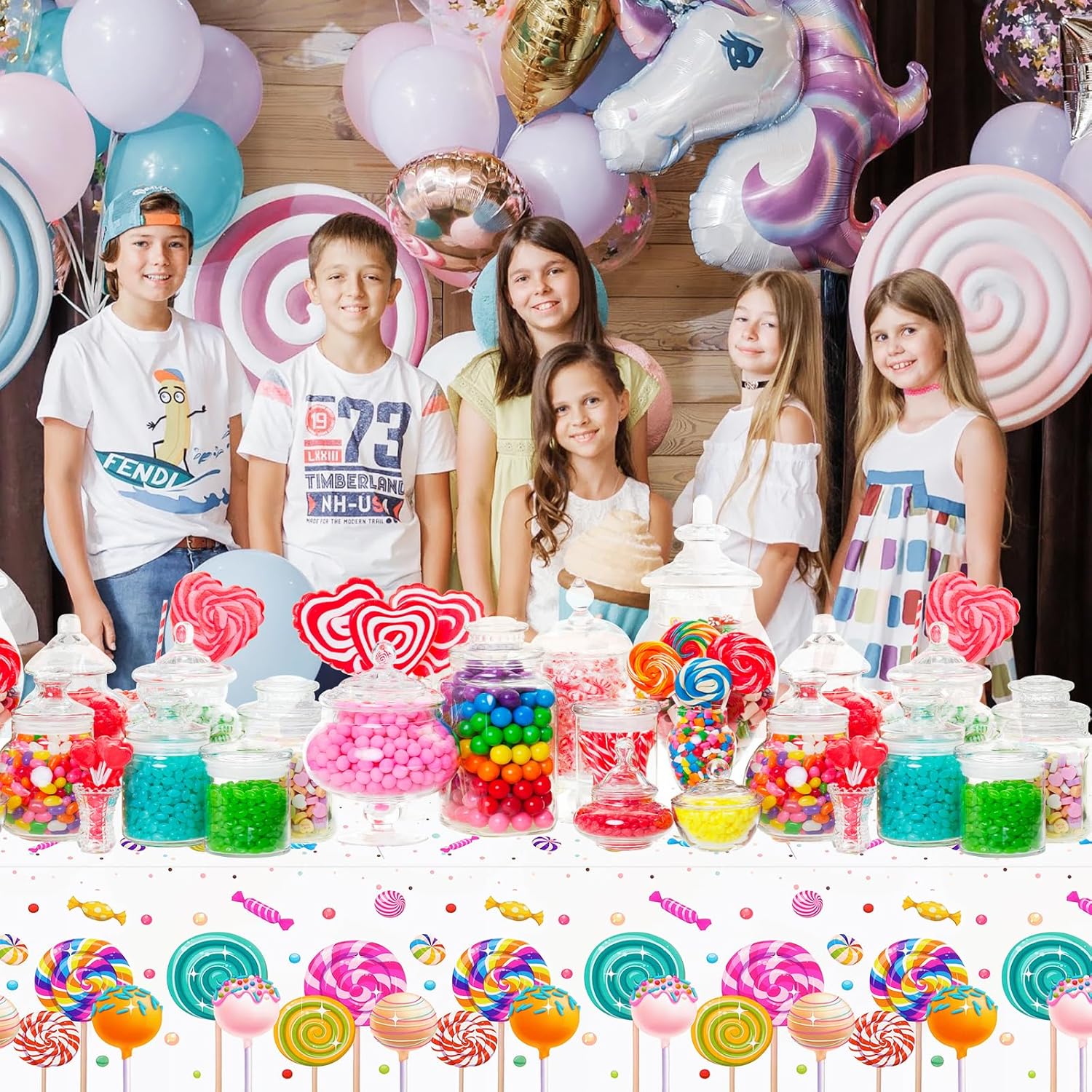 PHOGARY Candyland Tablecloth 51 x 87 for Birthday Party